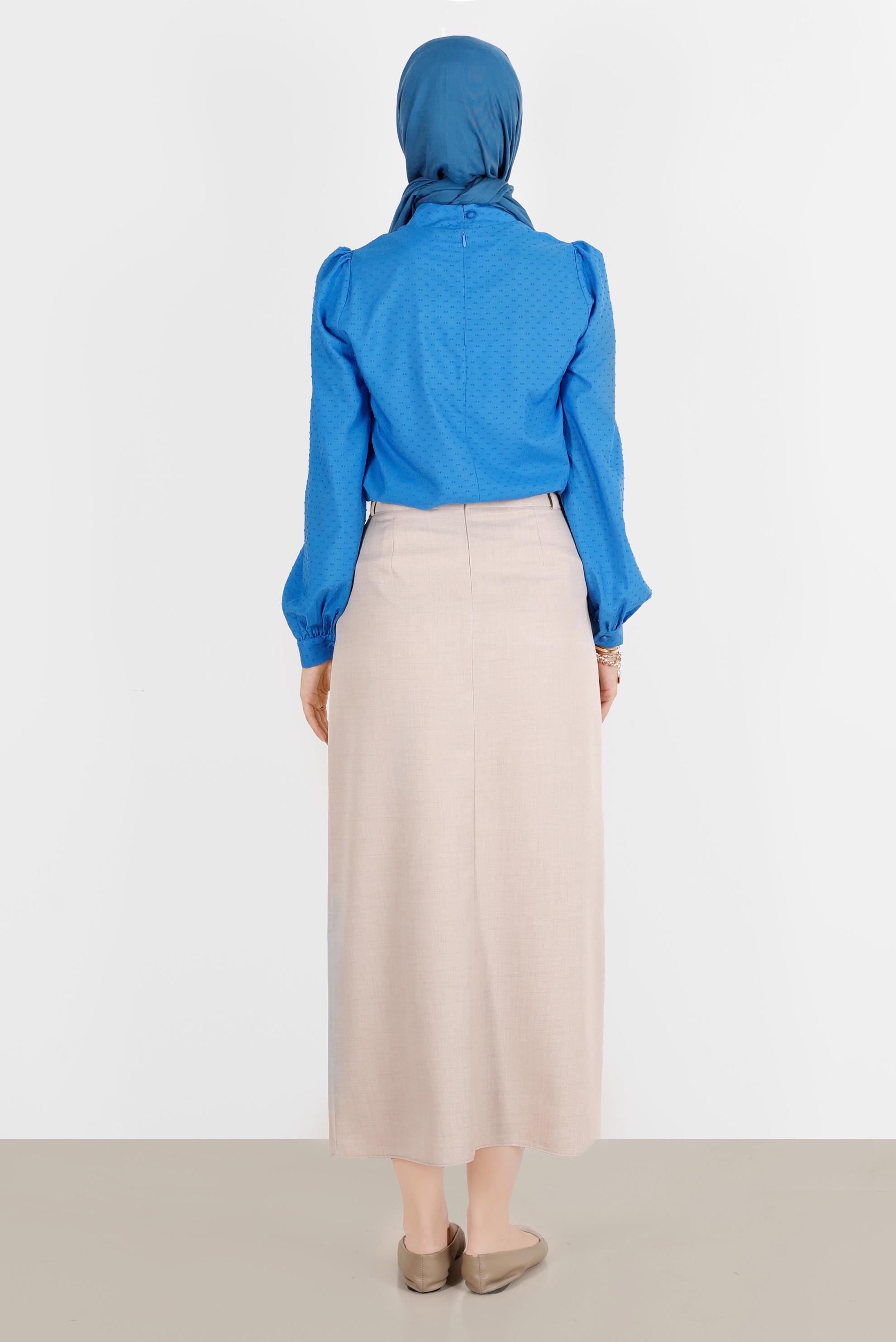 Vêtements hijab BLEU MARINE BLOUSE À MOTIFS COL NOUÉ 42925