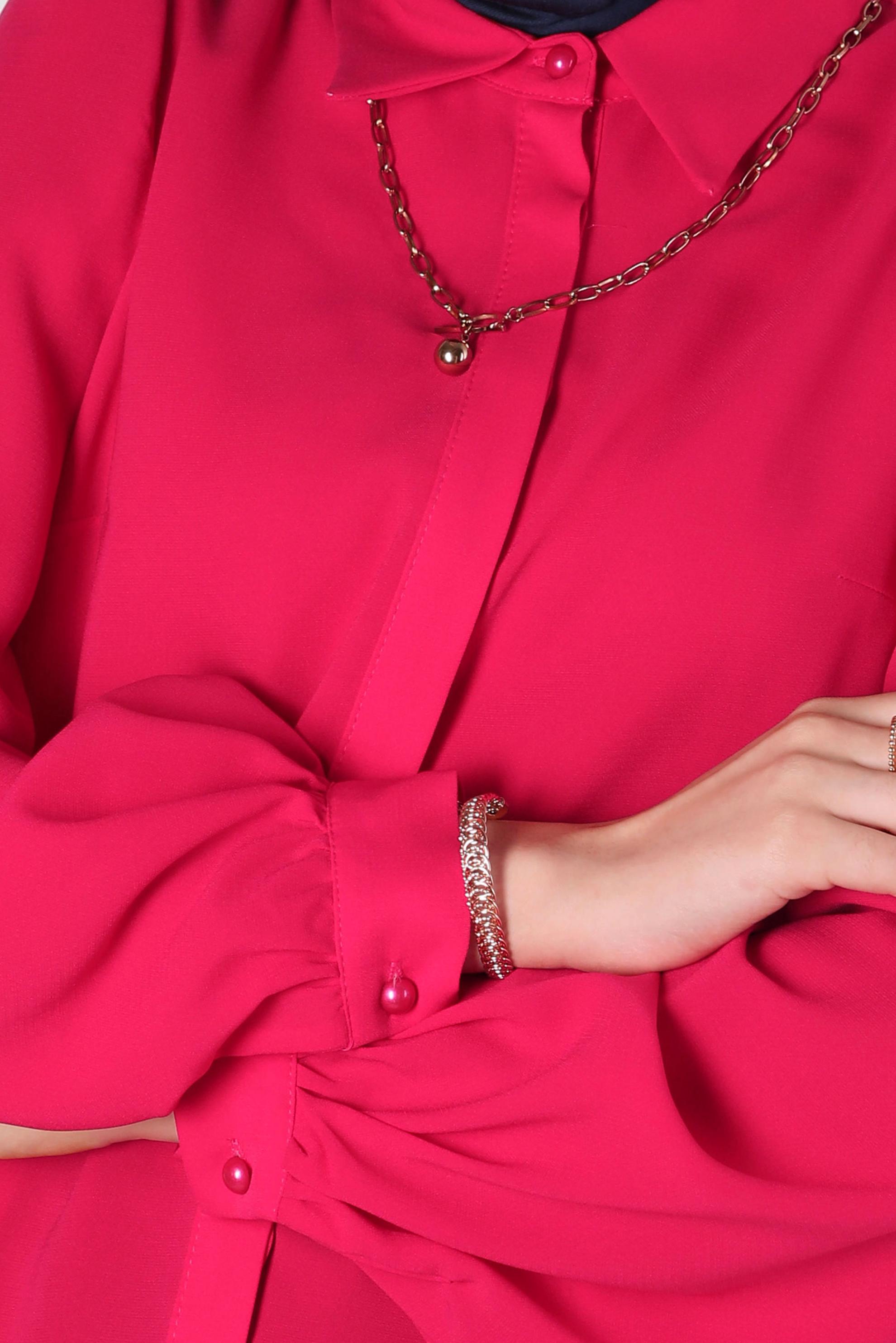 Tesettür giyim FUŞYA GİZLİ DÜĞMELİ BLUZ 42926 