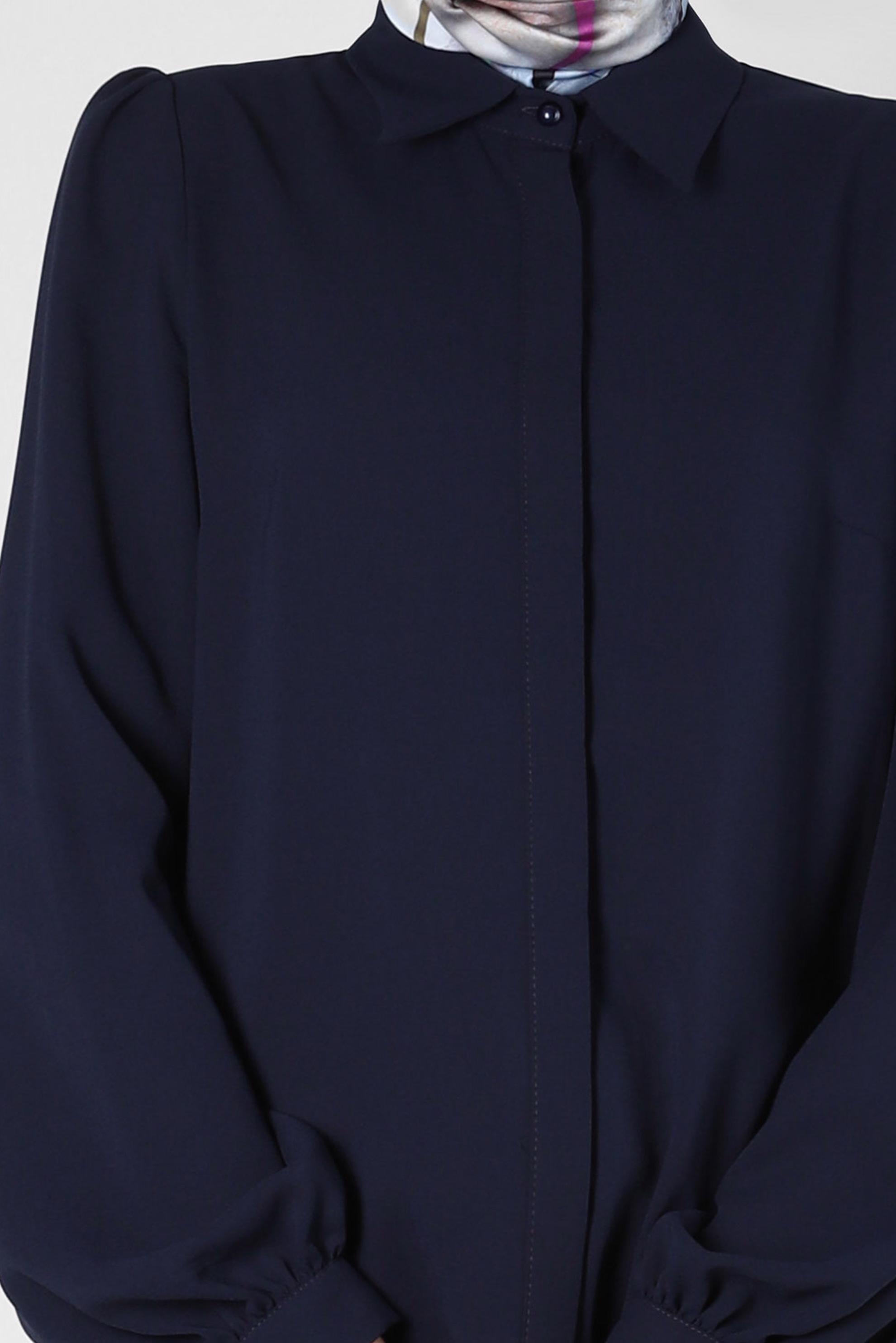 Tesettür giyim LACİVERT GİZLİ DÜĞMELİ BLUZ 42926 