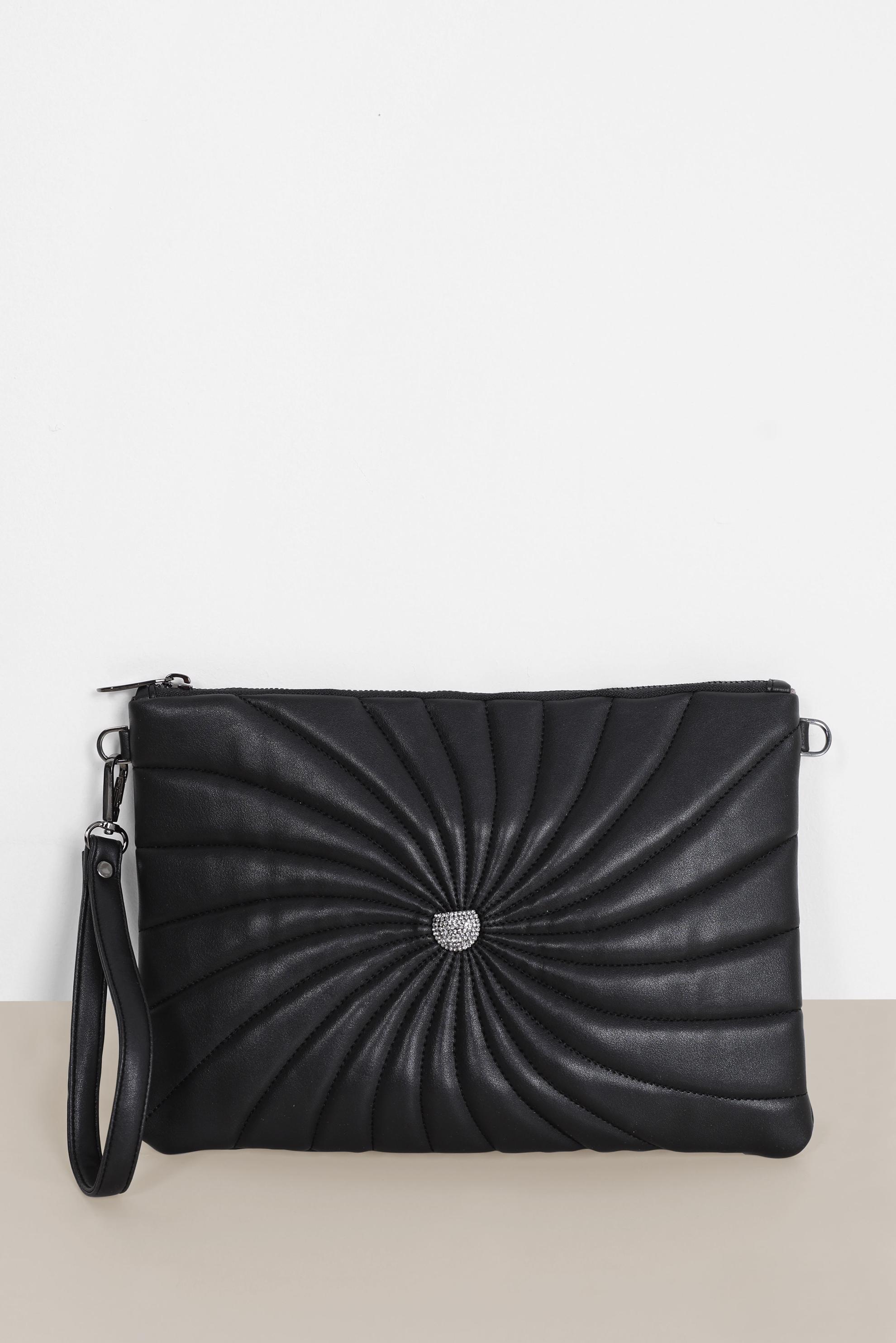 Tesettür giyim SİYAH ALVİNA DESENLİ DİKİŞ DETAYLI ÇANTA 082