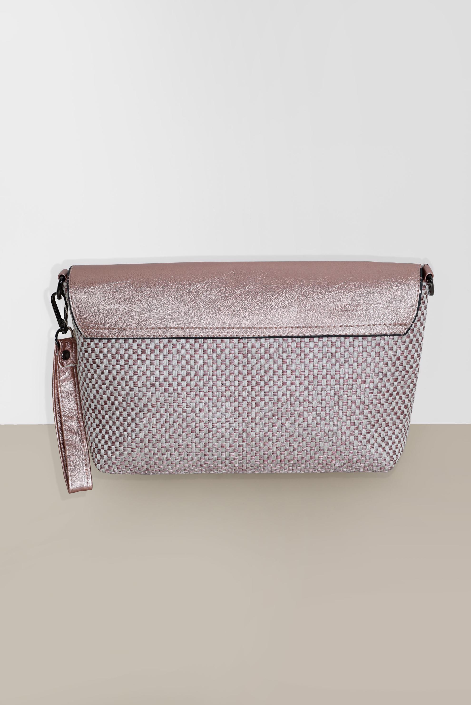 Tesettür giyim PUDRA ALVİNA DERİ DETAYLI HASIR ÇANTA 1909 