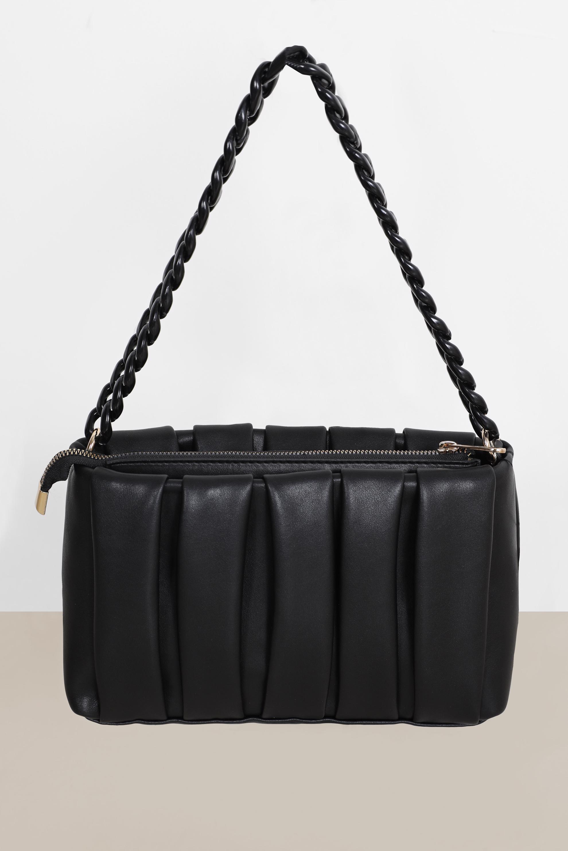 Tesettür giyim SİYAH ALVİNA PİLE DETAYLI ZİNCİR ASKILI ÇANTA 2047 