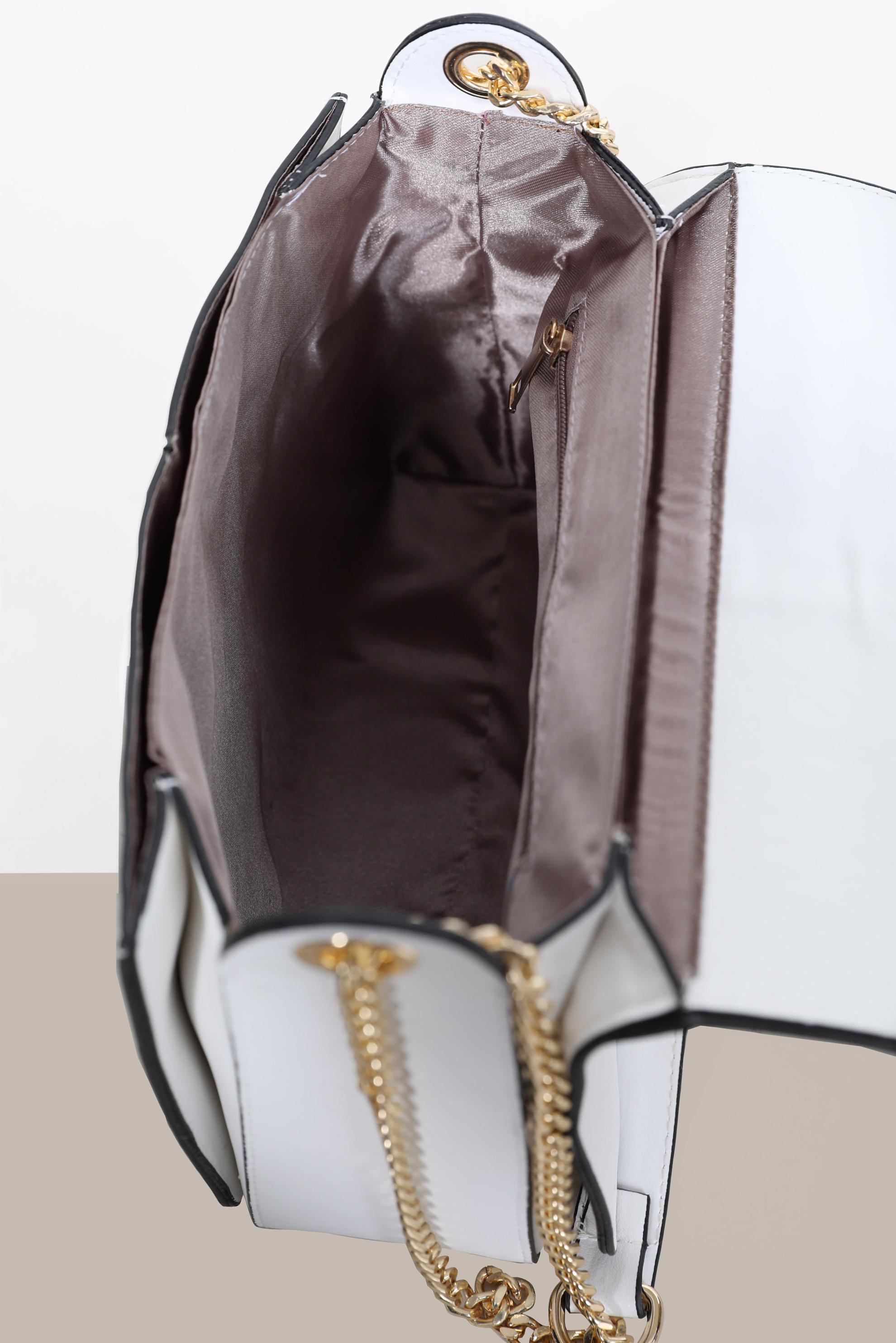 Tesettür giyim BEYAZ ALVİNA ZİNCİR DETAYLI ÇANTA 2081