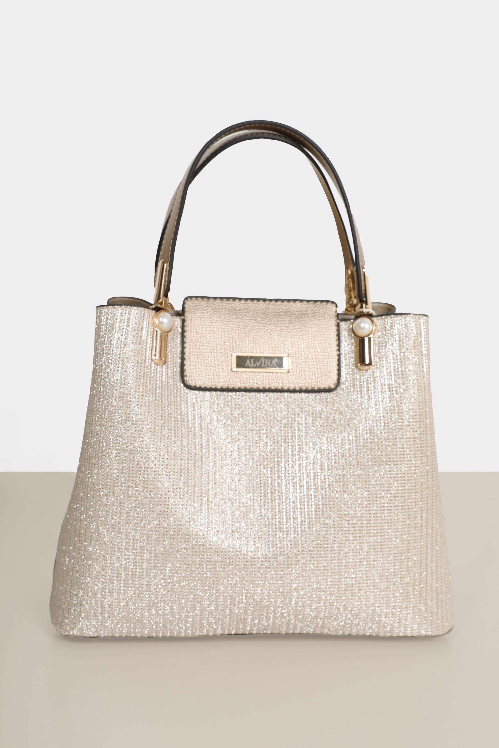 Tesettür giyim ALTIN ALVİNA PARLAK KUMAŞLI TOTE ÇANTA 2215 