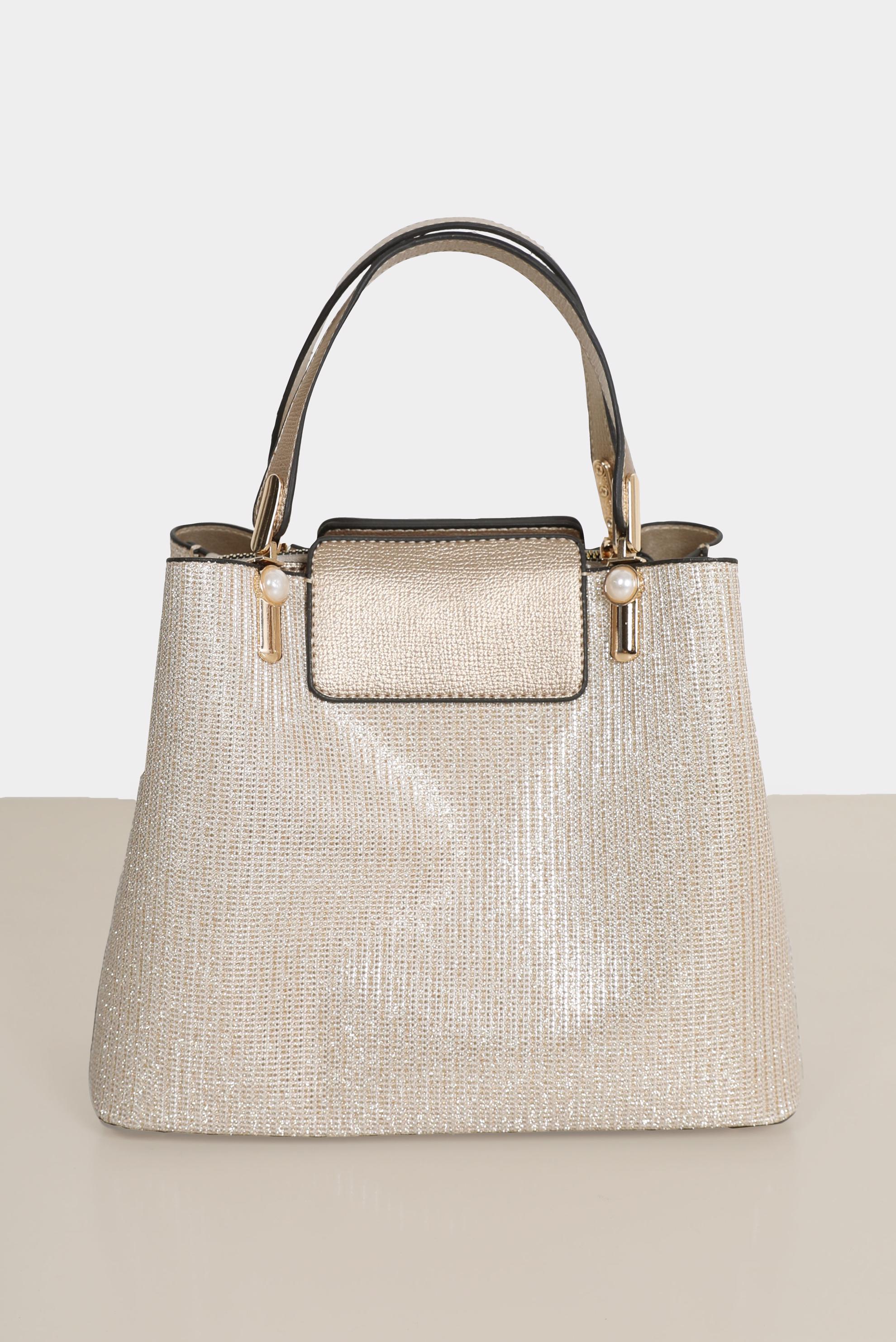 Tesettür giyim ALTIN ALVİNA PARLAK KUMAŞLI TOTE ÇANTA 2215 