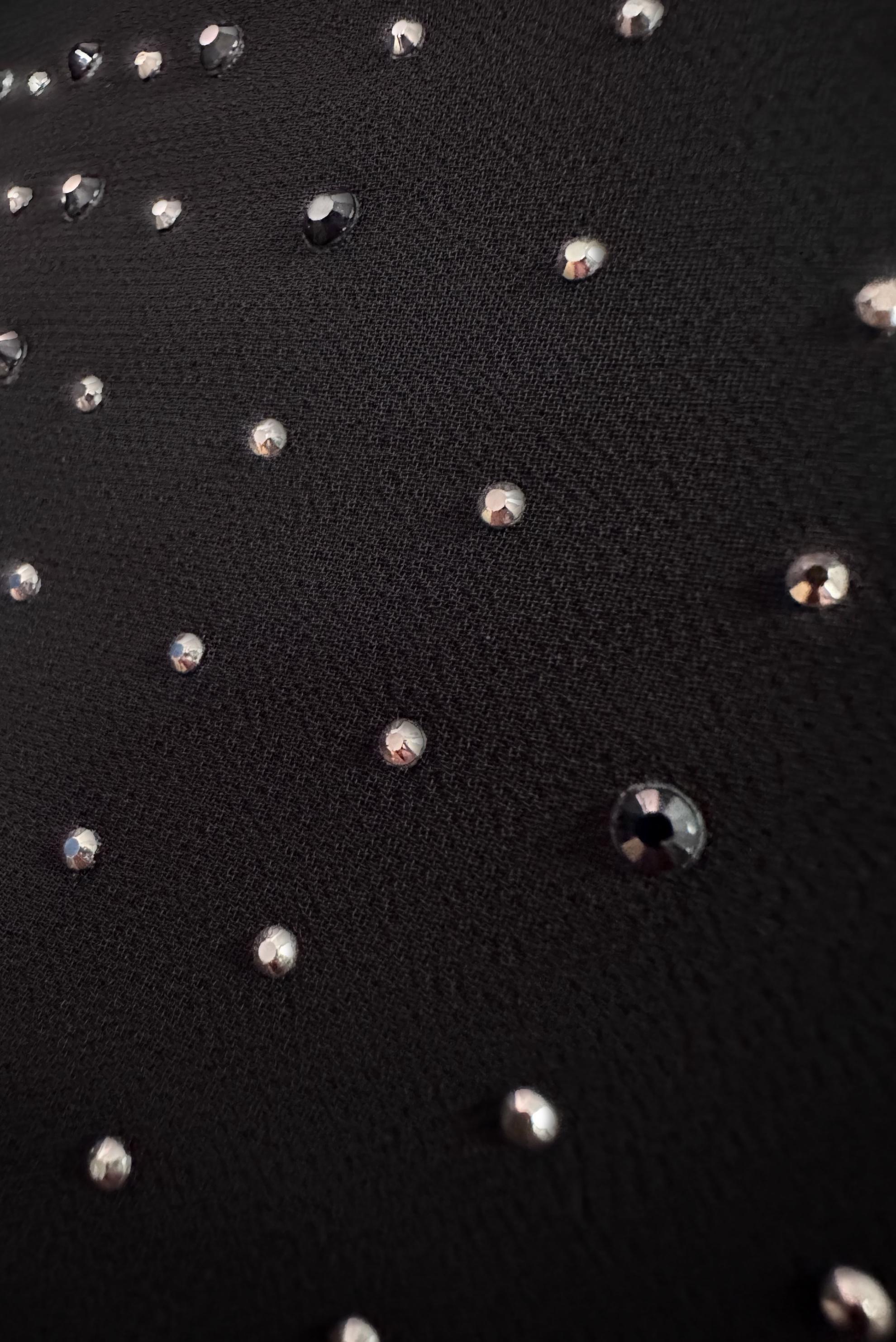 Tesettür giyim SİYAH TAŞ BASKILI BİSİKLET YAKA ELBİSE 20222