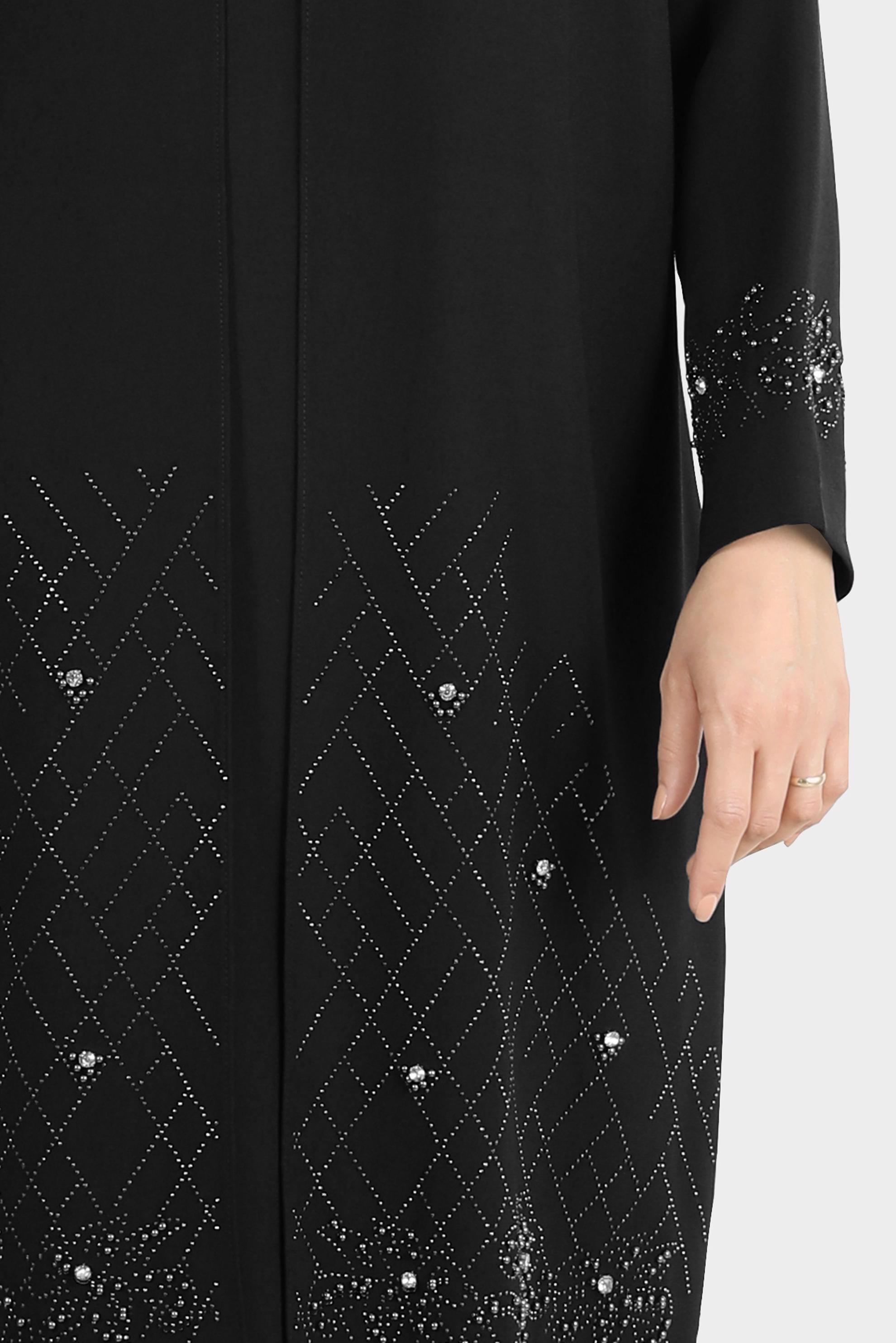 Tesettür giyim SİYAH TAŞ İŞLEMELİ KREP ELBİSE 20224