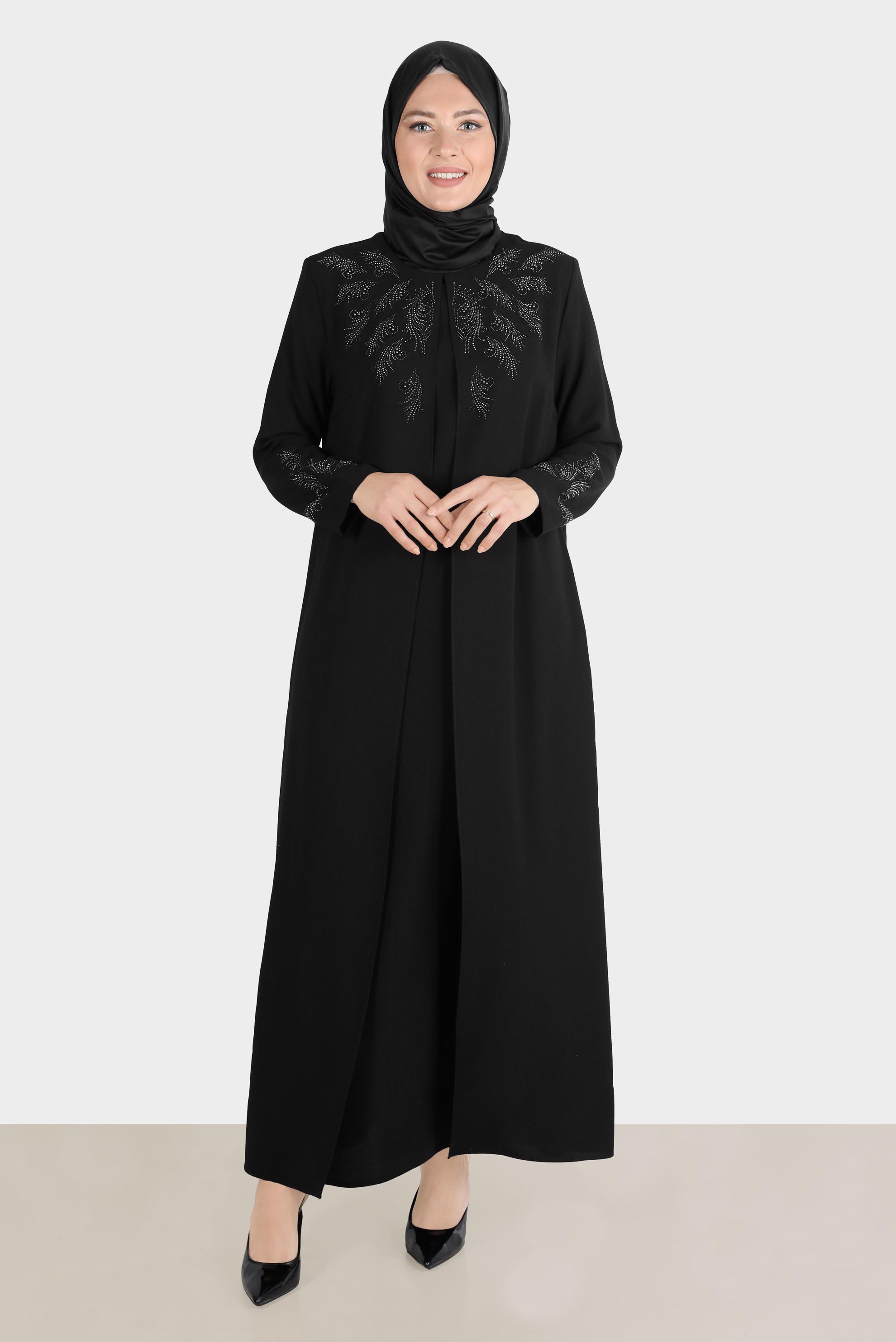 Hijab clothing BLACK GEM DETAIL CREPE DRESS 20225 