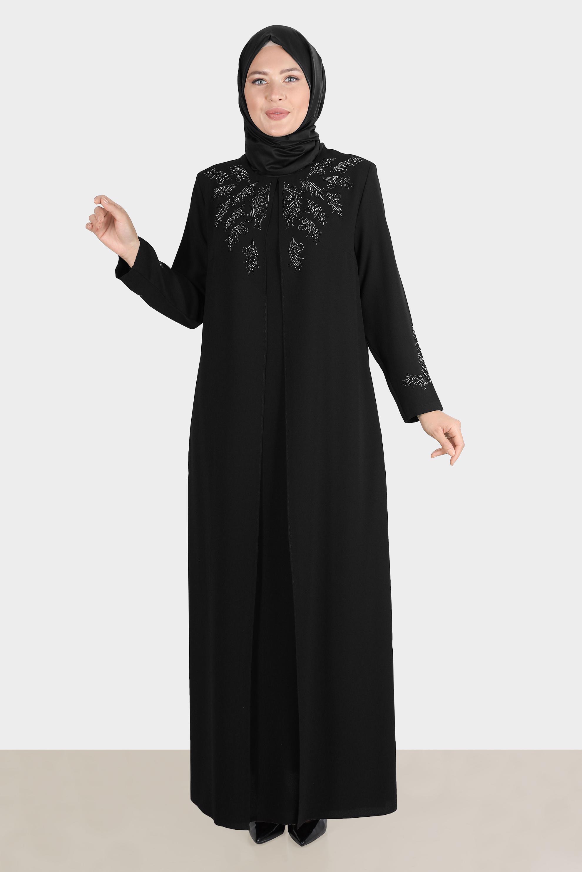 Hijab clothing BLACK GEM DETAIL CREPE DRESS 20225 