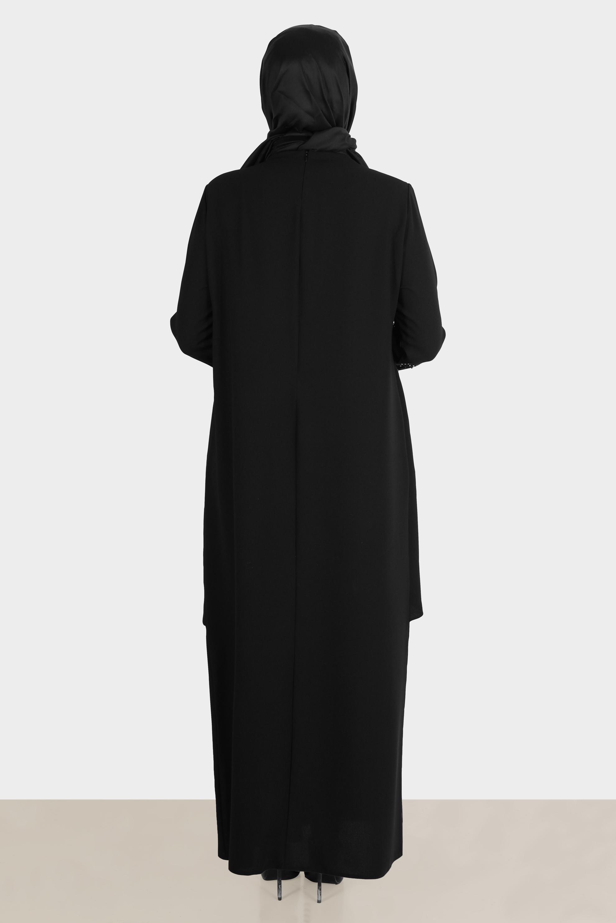 Vêtements hijab NOIR ROBE REMBOURRÉE DÉTAIL GEM 20227