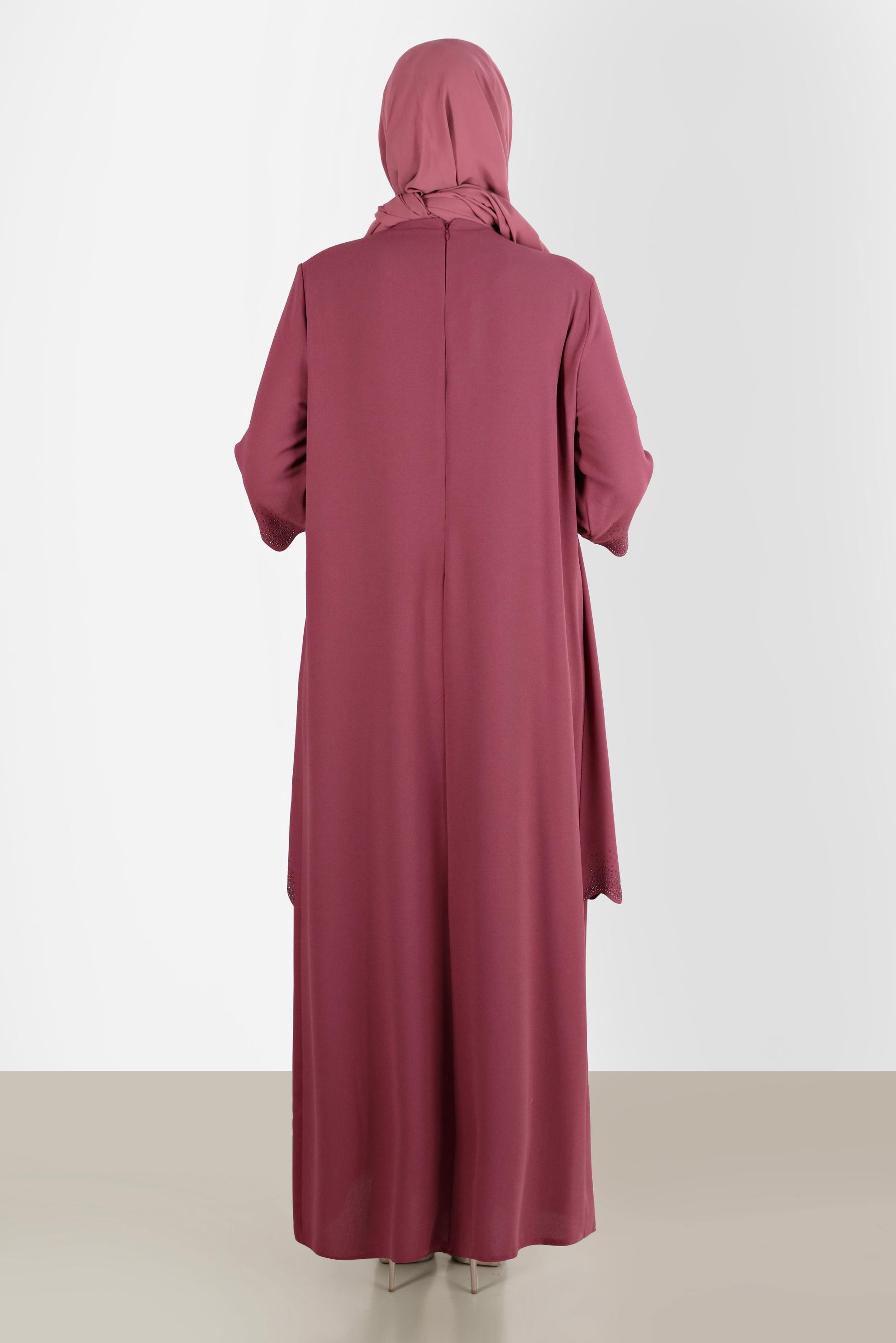 Hijab clothing ORANGE CREPE DRESS WITH GEM 20244 