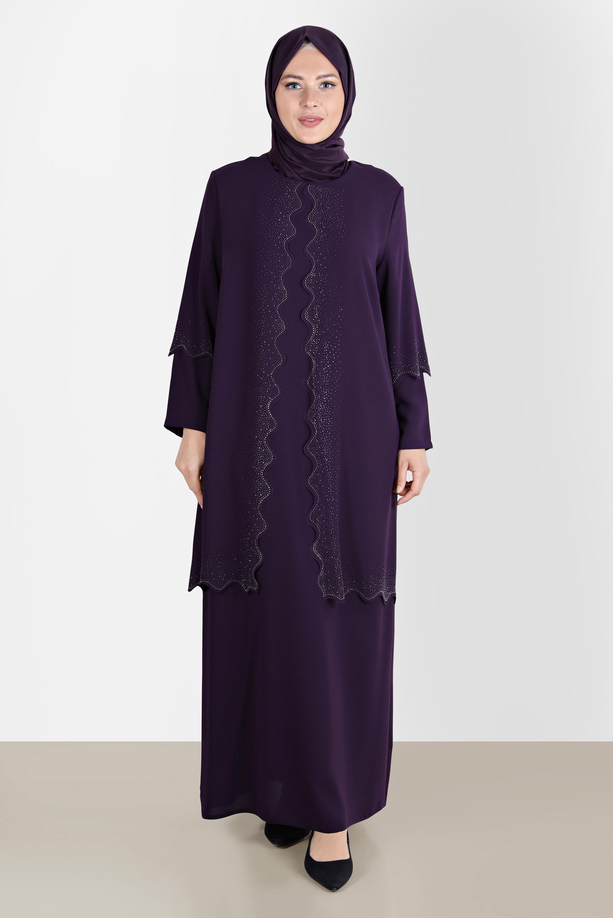 Hijab clothing DAMSON CREPE DRESS WITH GEM 20244 
