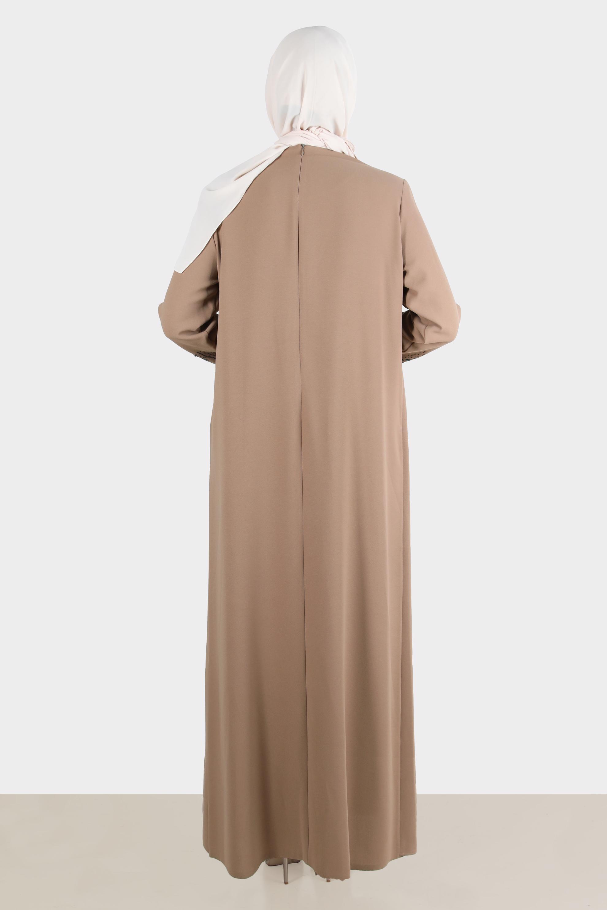 Hijab clothing BROWN GEM PRINTED CREPE DRESS 20245 