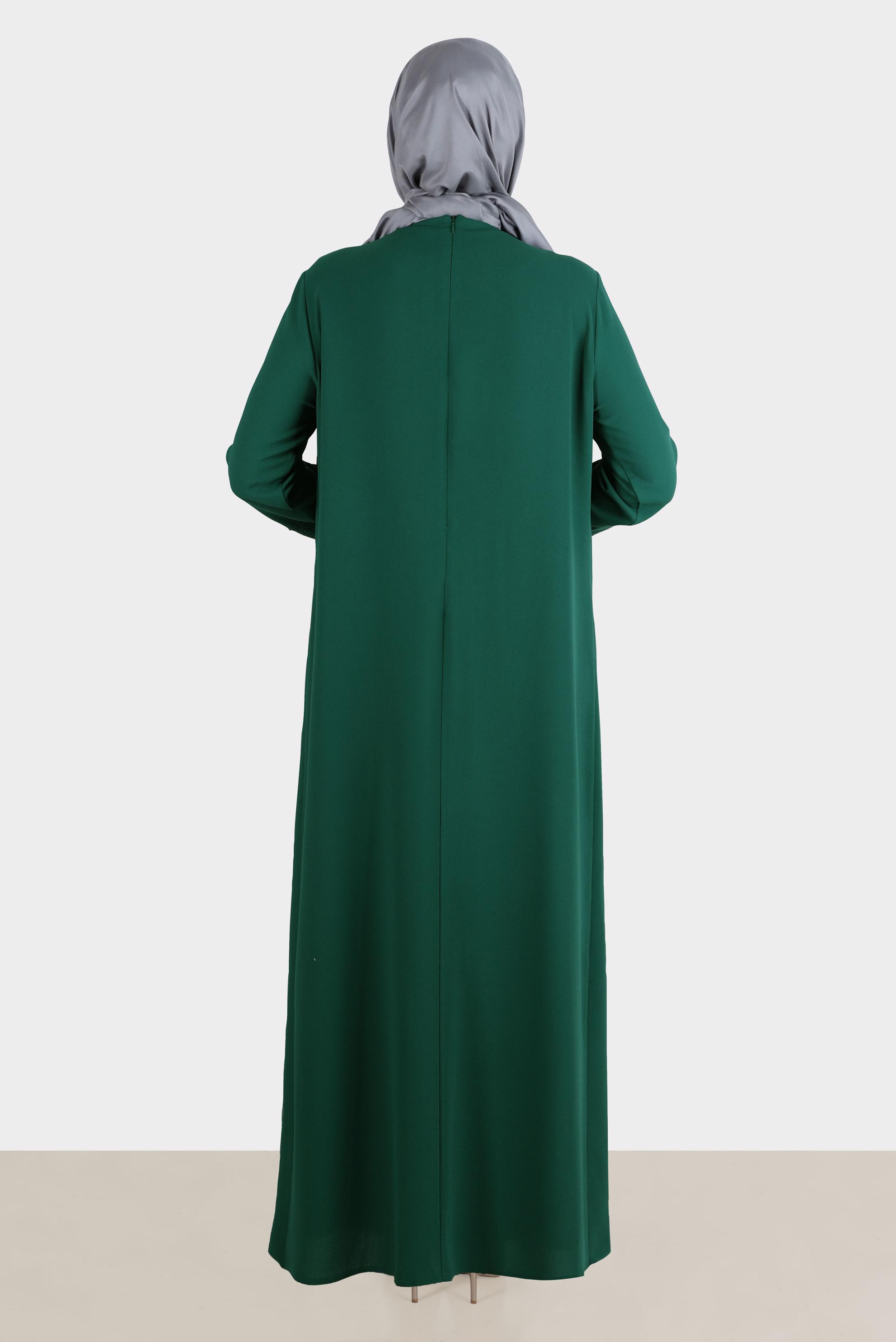 Hijab clothing GREEN GEM PRINTED CREPE DRESS 20245 