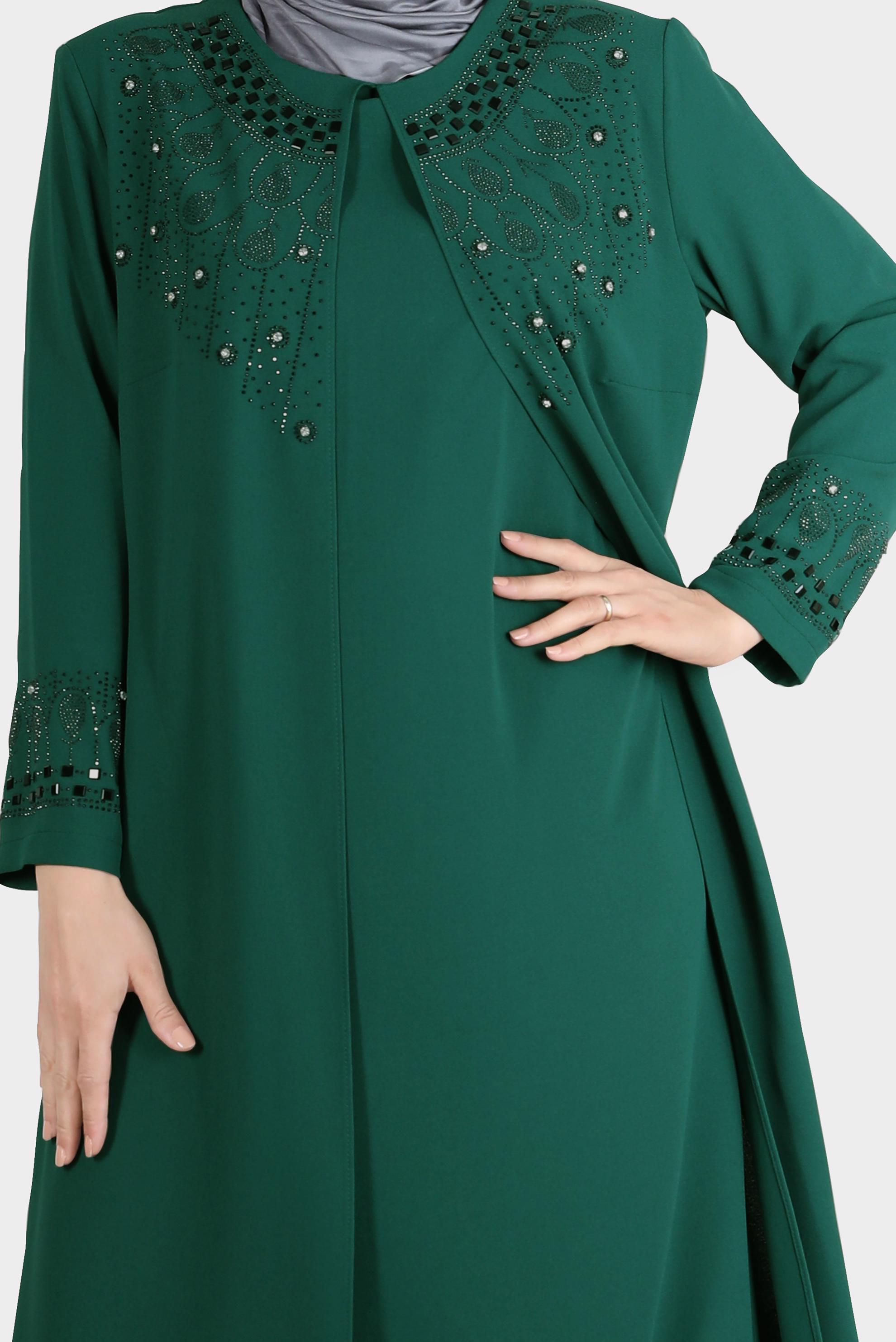 Hijab clothing GREEN GEM PRINTED CREPE DRESS 20245 