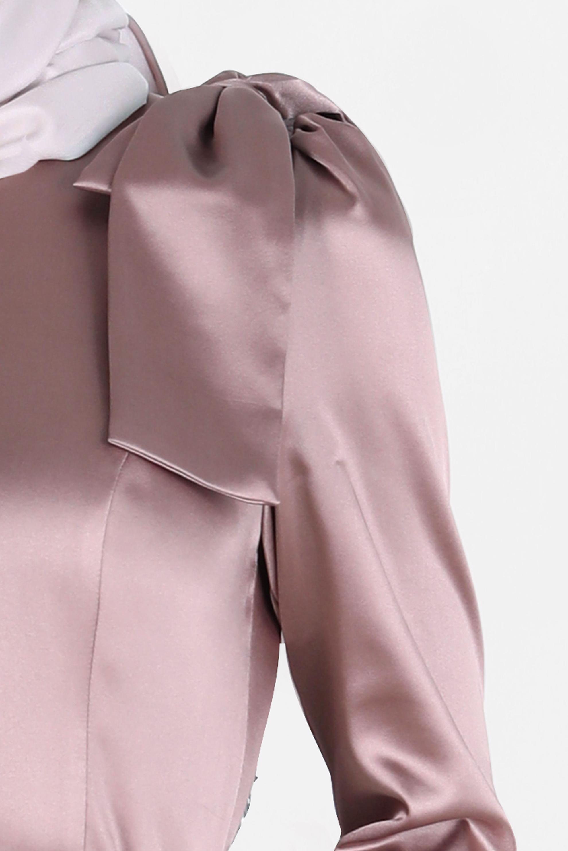 Tesettür giyim PUDRA OMUZLARI FİYONK DETAYLI ELBİSE 42418 