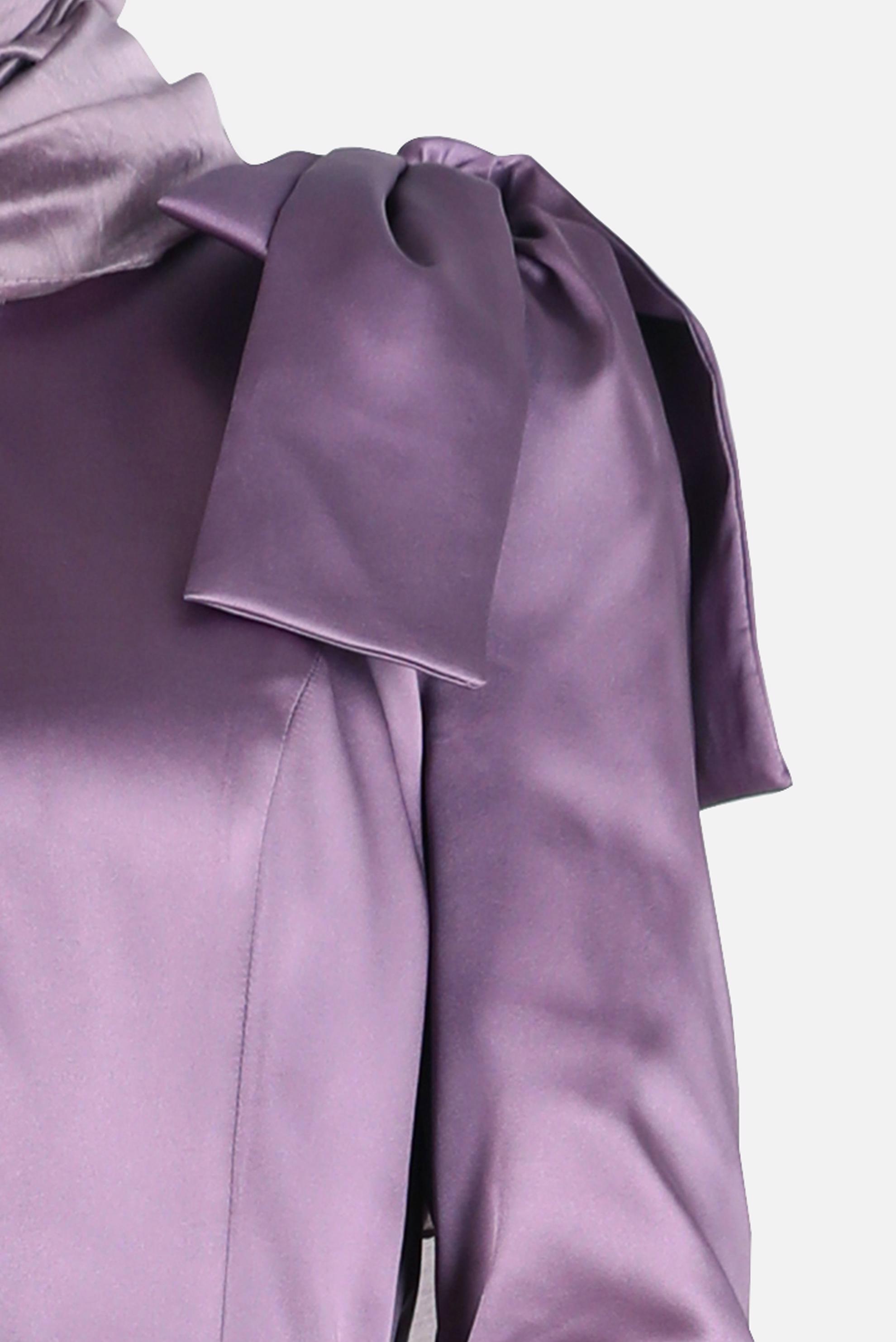 Tesettür giyim MOR OMUZLARI FİYONK DETAYLI ELBİSE 42418 