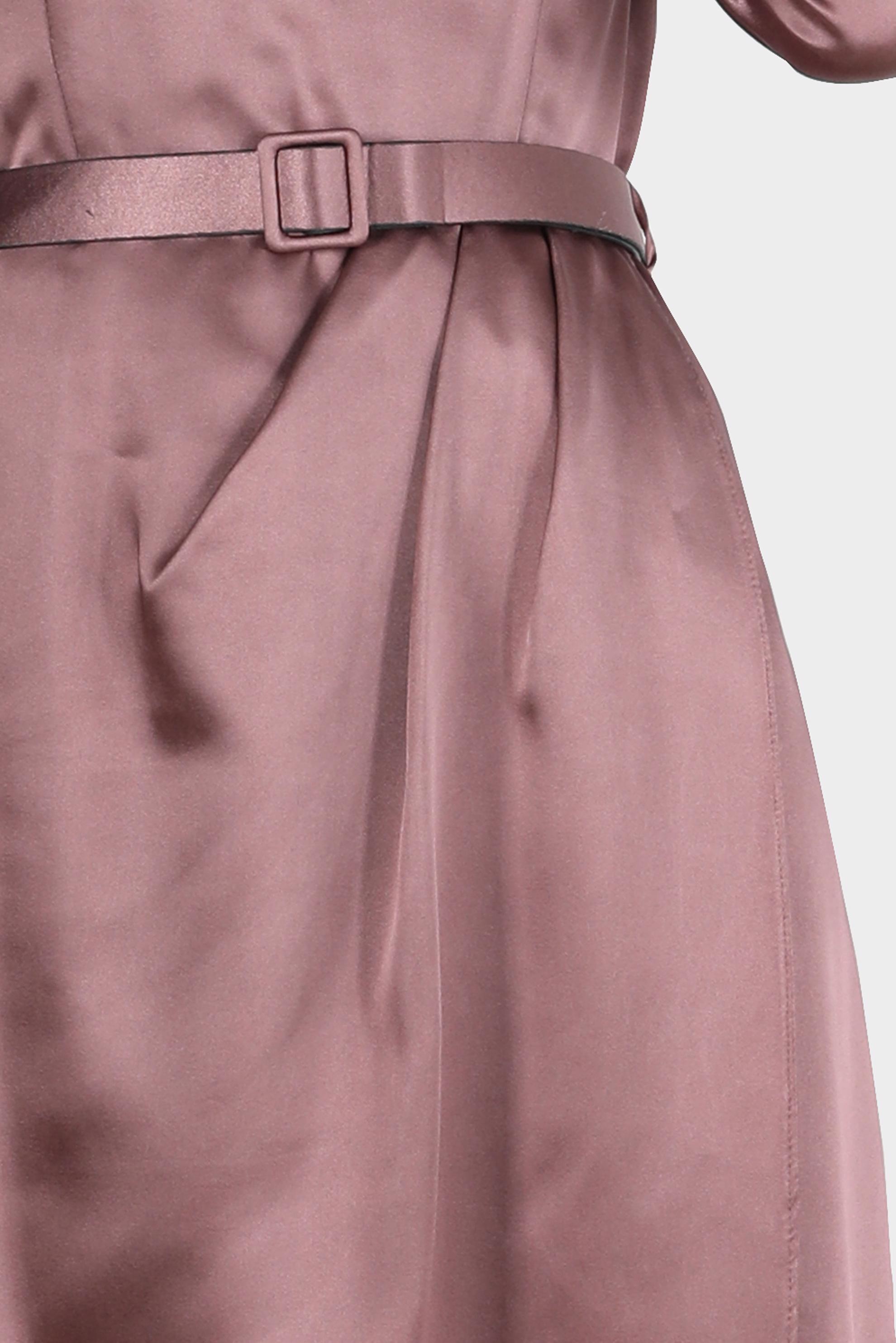 Tesettür giyim PEMBE KEMERLİ SATEN ELBİSE 42527 