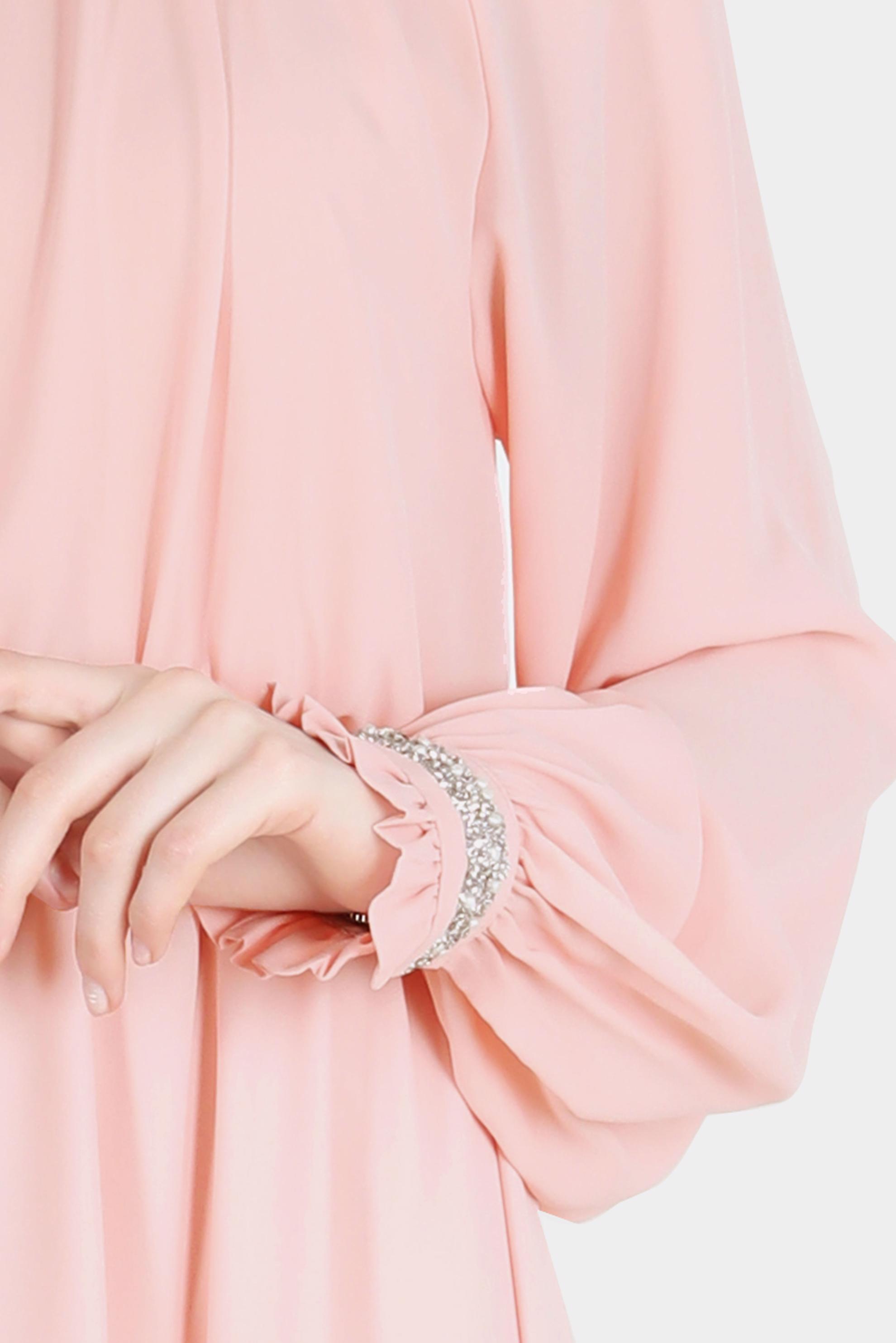 Tesettür giyim PUDRA TAŞ DETAYLI ELBİSE 42553 