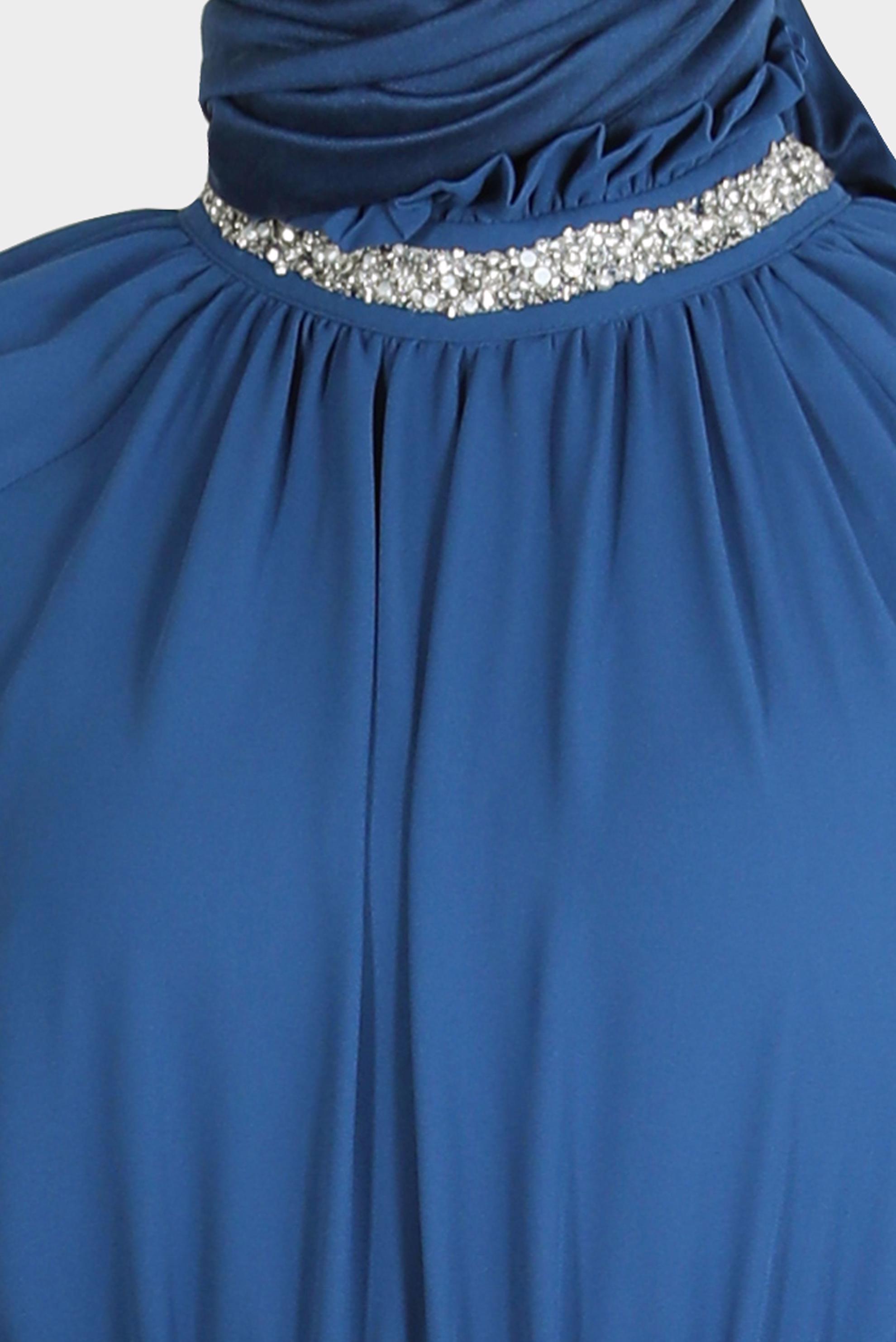 Tesettür giyim LACİVERT TAŞ DETAYLI ELBİSE 42553 