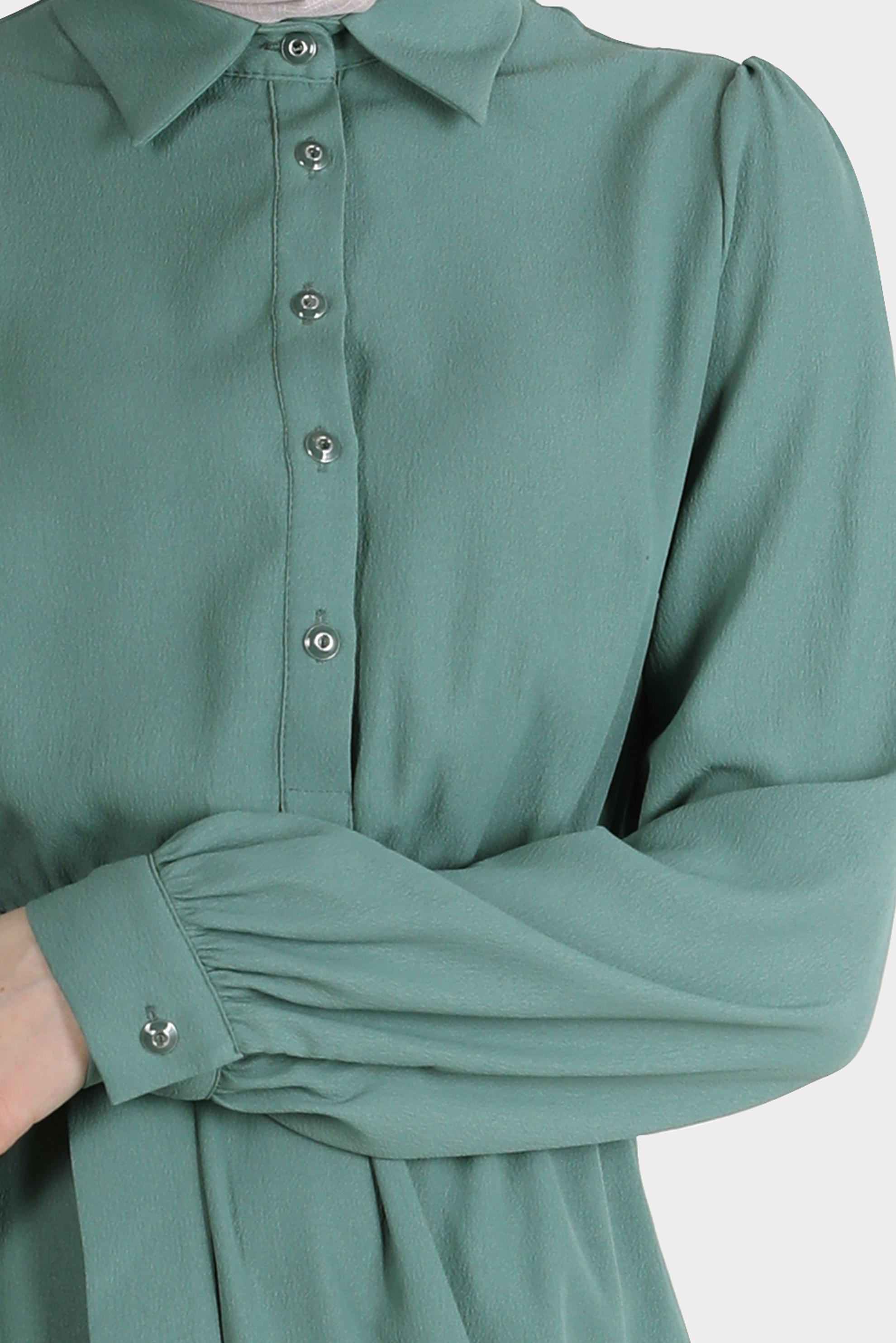 Tesettür giyim YEŞİL DÜĞMELİ ELBİSE 42554 