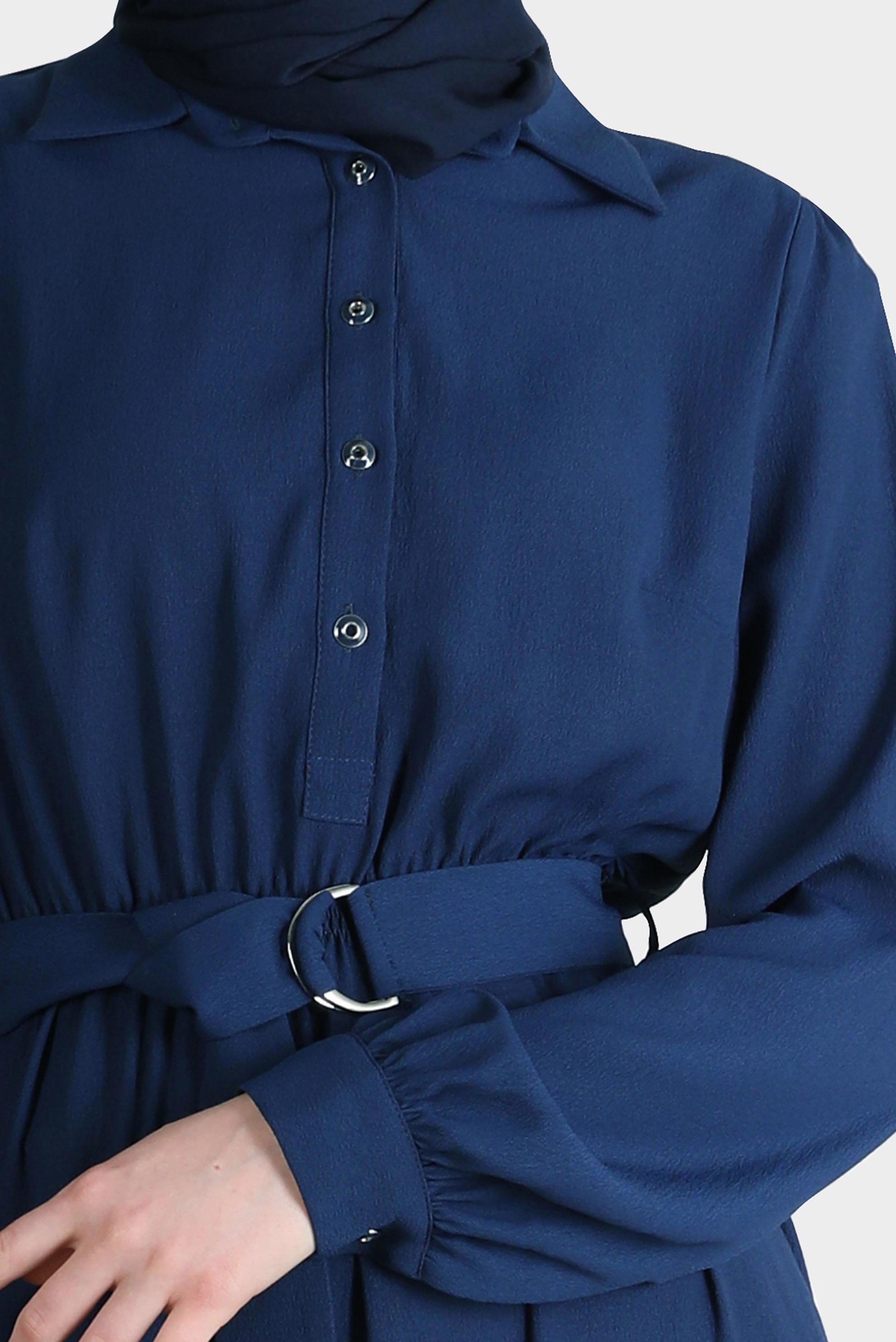 Tesettür giyim LACİVERT DÜĞMELİ ELBİSE 42554 