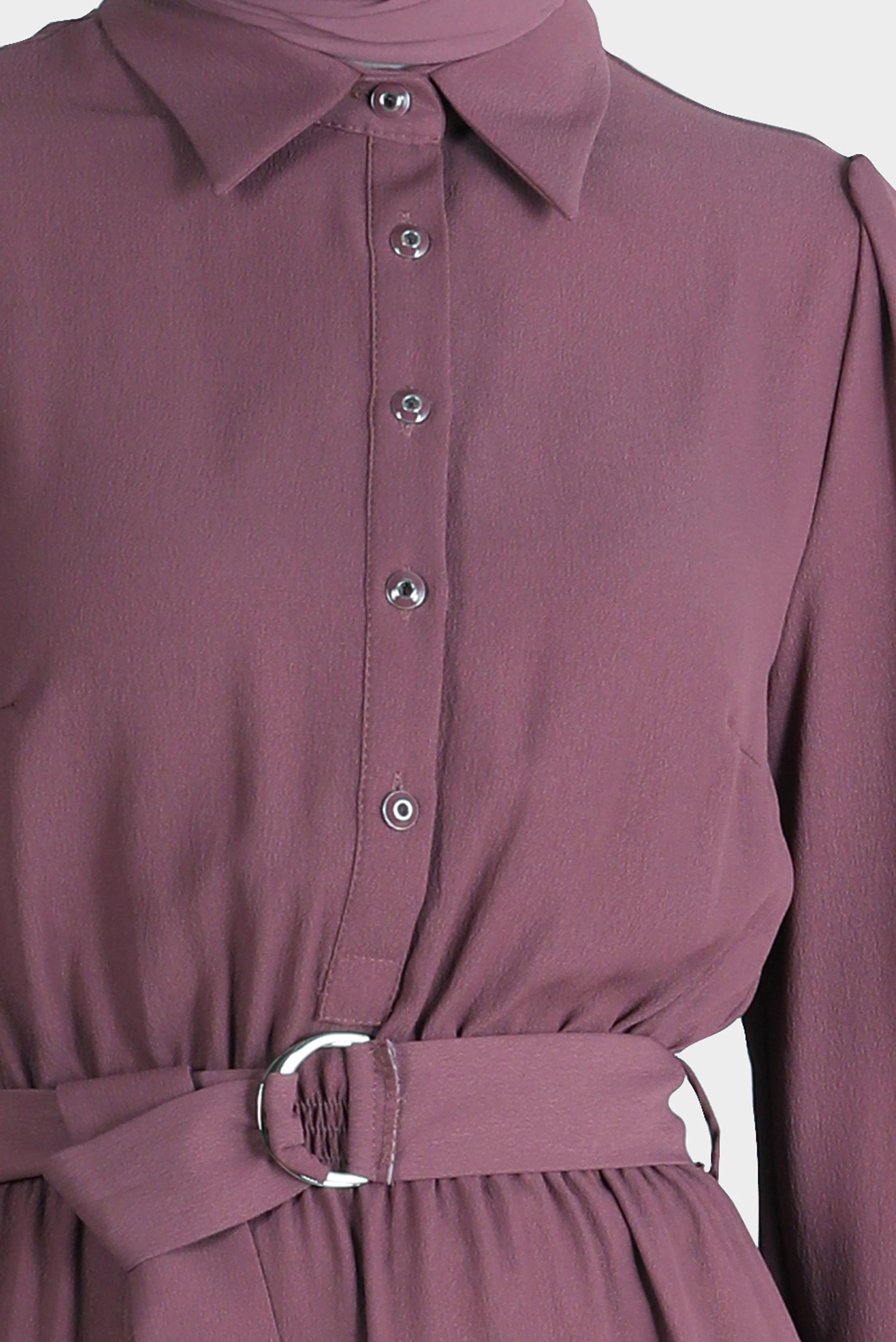 Tesettür giyim PEMBE DÜĞMELİ ELBİSE 42554 