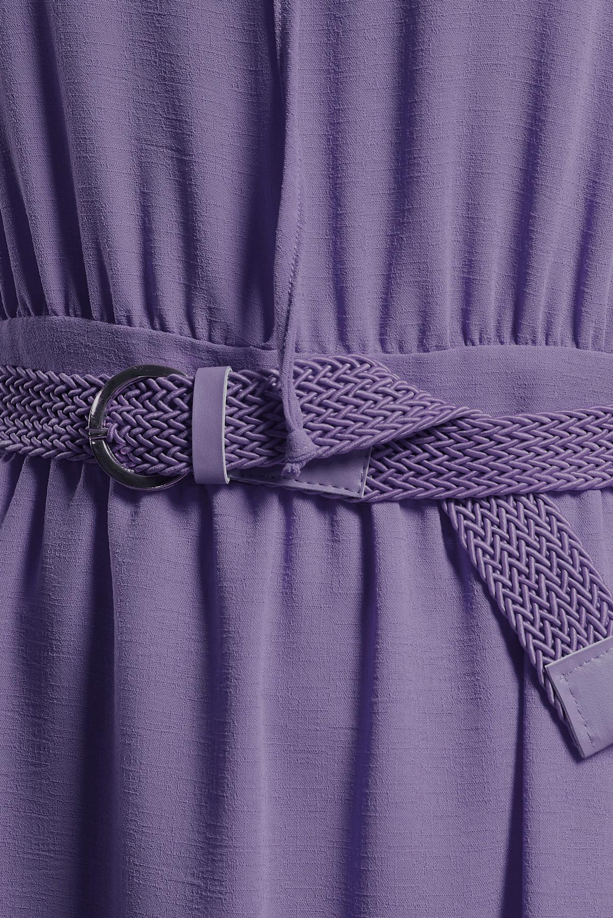 Tesettür giyim MOR KEMERLİ CEPLİ ELBİSE 42590