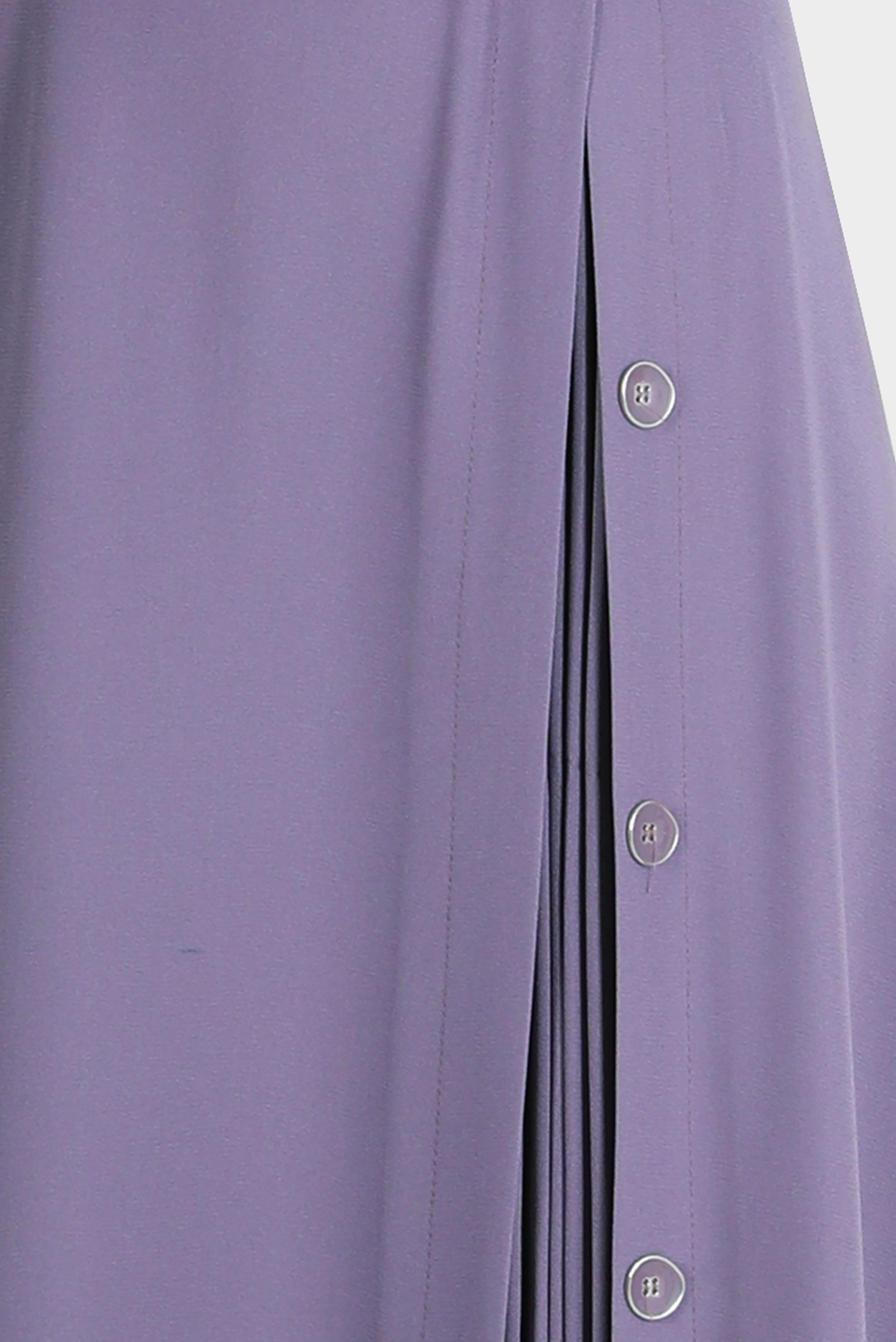 Tesettür giyim MOR PİLE DETAYLI DÜĞMELİ KEMERLİ KREP ELBİSE 42627 