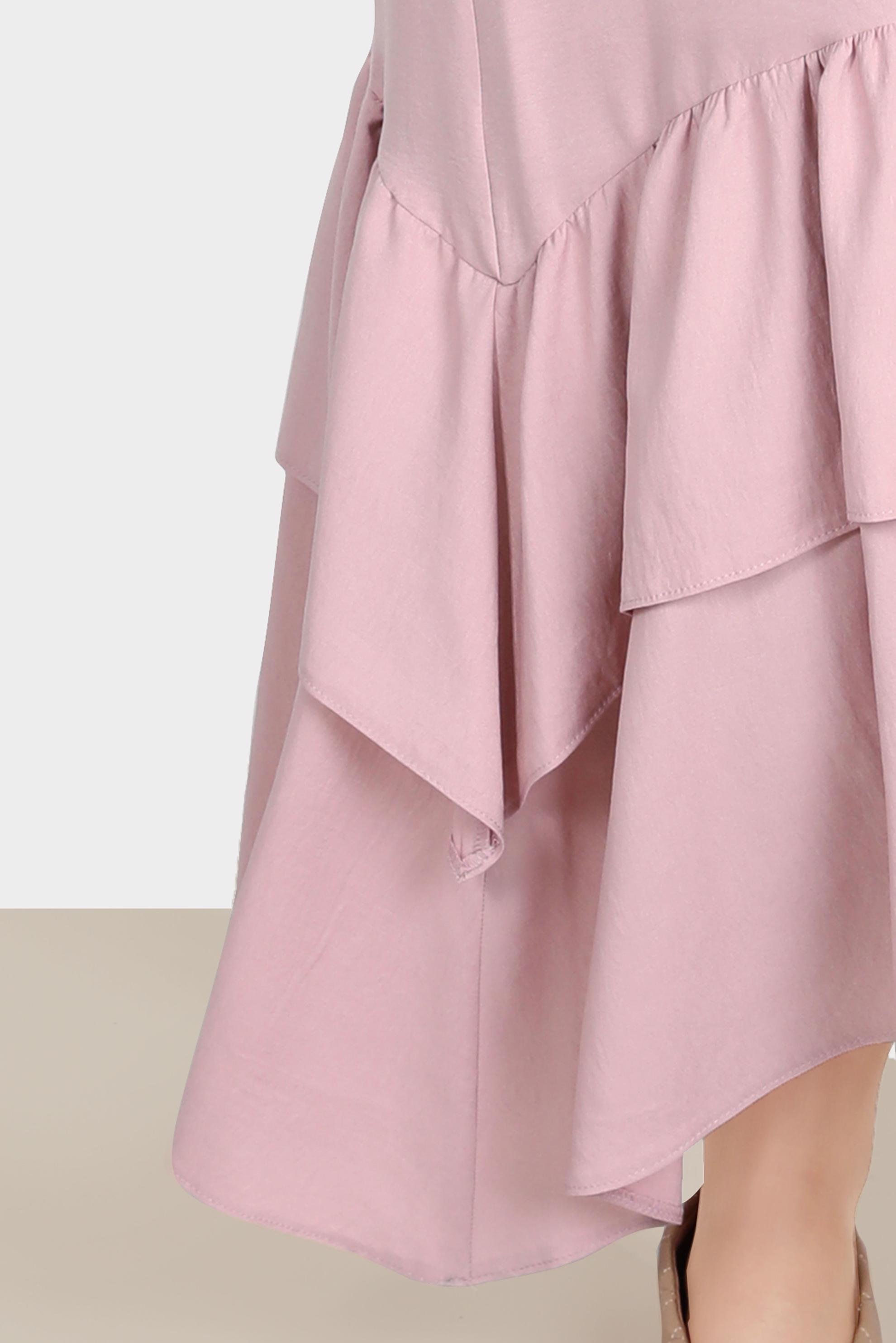 Tesettür giyim PUDRA VOLAN DETAYLI KUŞAKLI ELBİSE 42633 