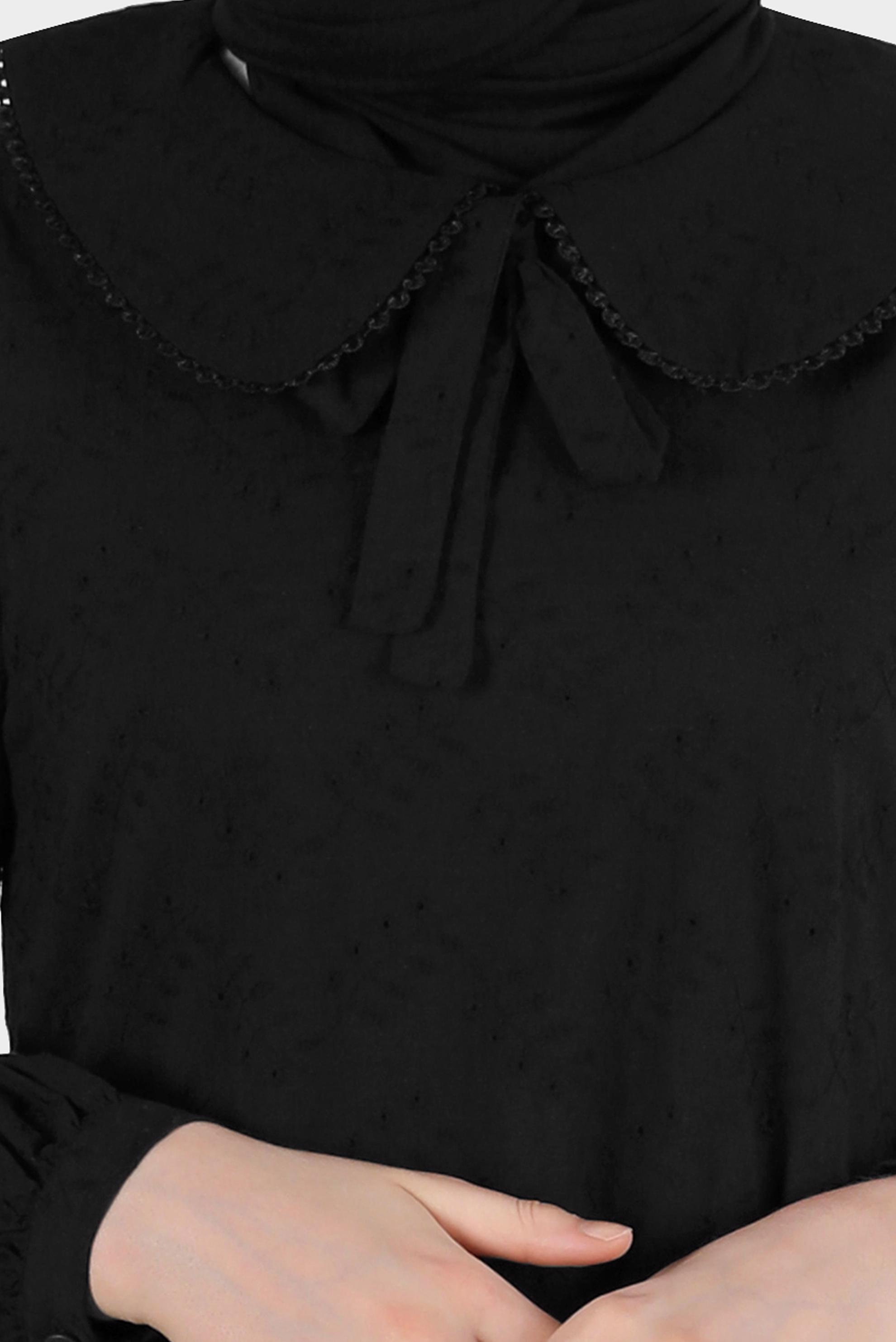 Tesettür giyim SİYAH BEBE YAKA FİSTOLU ELBİSE 42710 