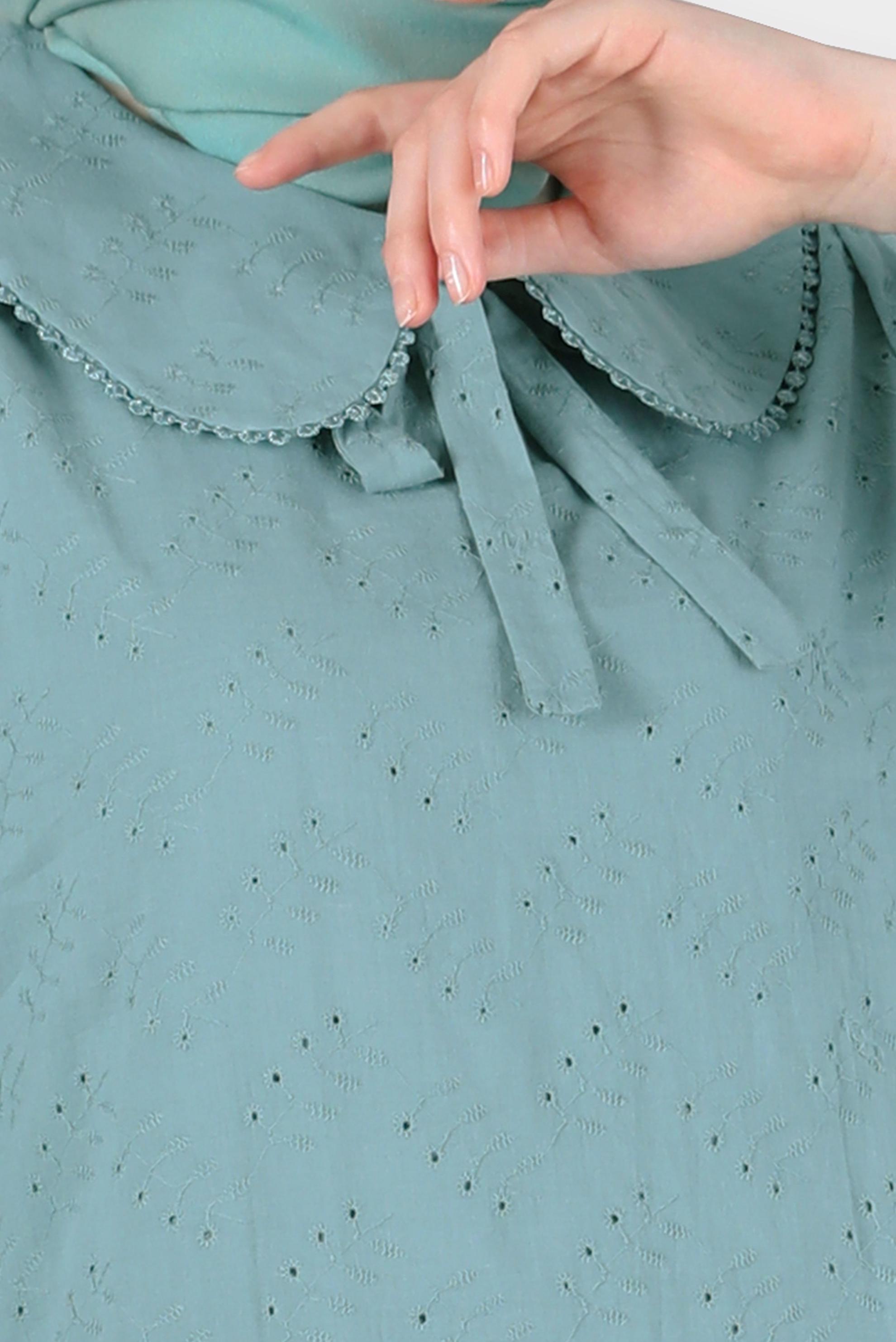 Tesettür giyim MAVİ BEBE YAKA FİSTOLU ELBİSE 42710 