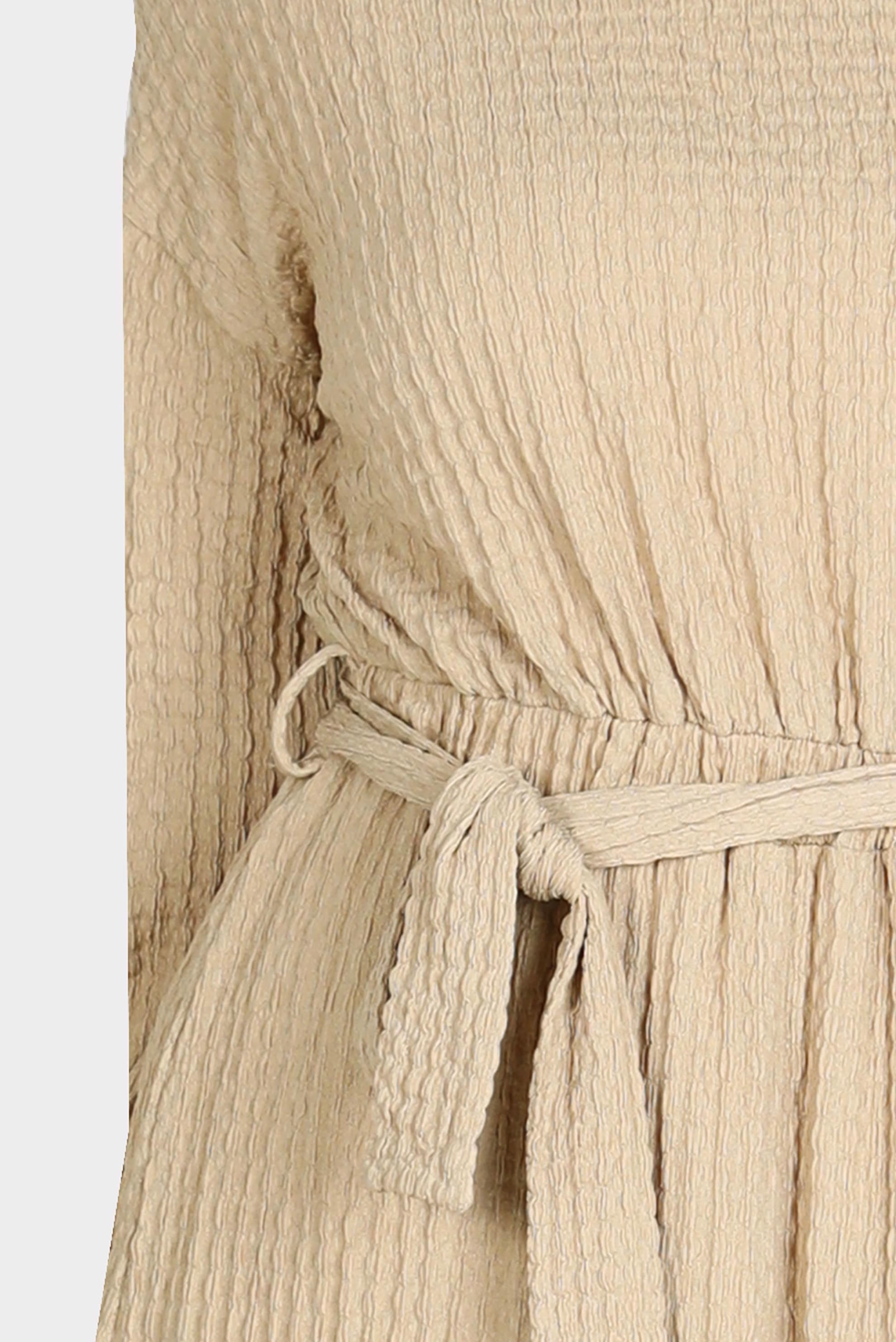 Tesettür giyim KAHVE WAFFLE EFEKTLİ KUŞAKLI ELBİSE 42719 