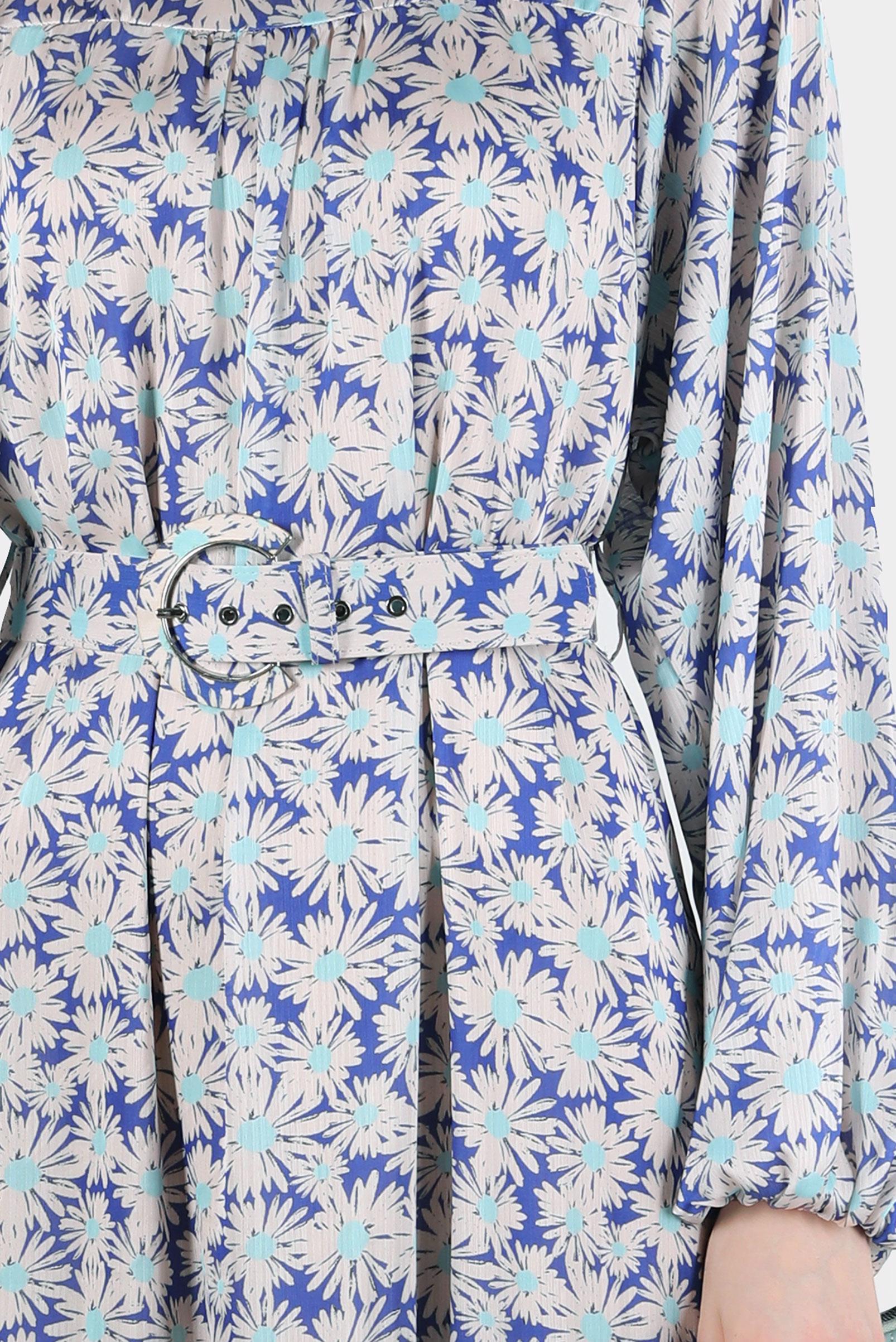 Tesettür giyim LACİVERT ÇİÇEK DESENLİ ROBALI SATEN ELBİSE 42731 