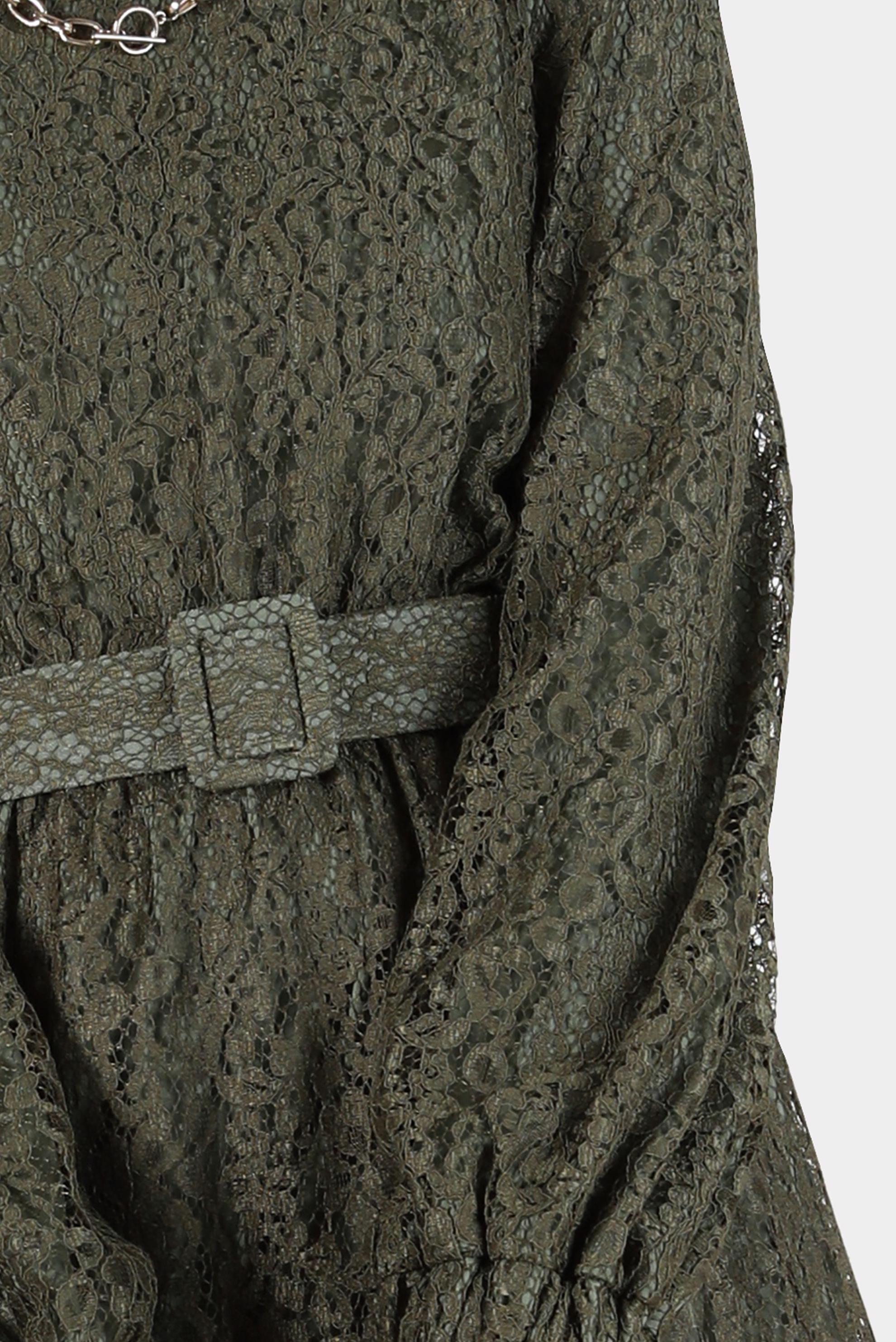 Vêtements hijab KAKI ROBE LAÇÉE AVEC CEINTURE 42814