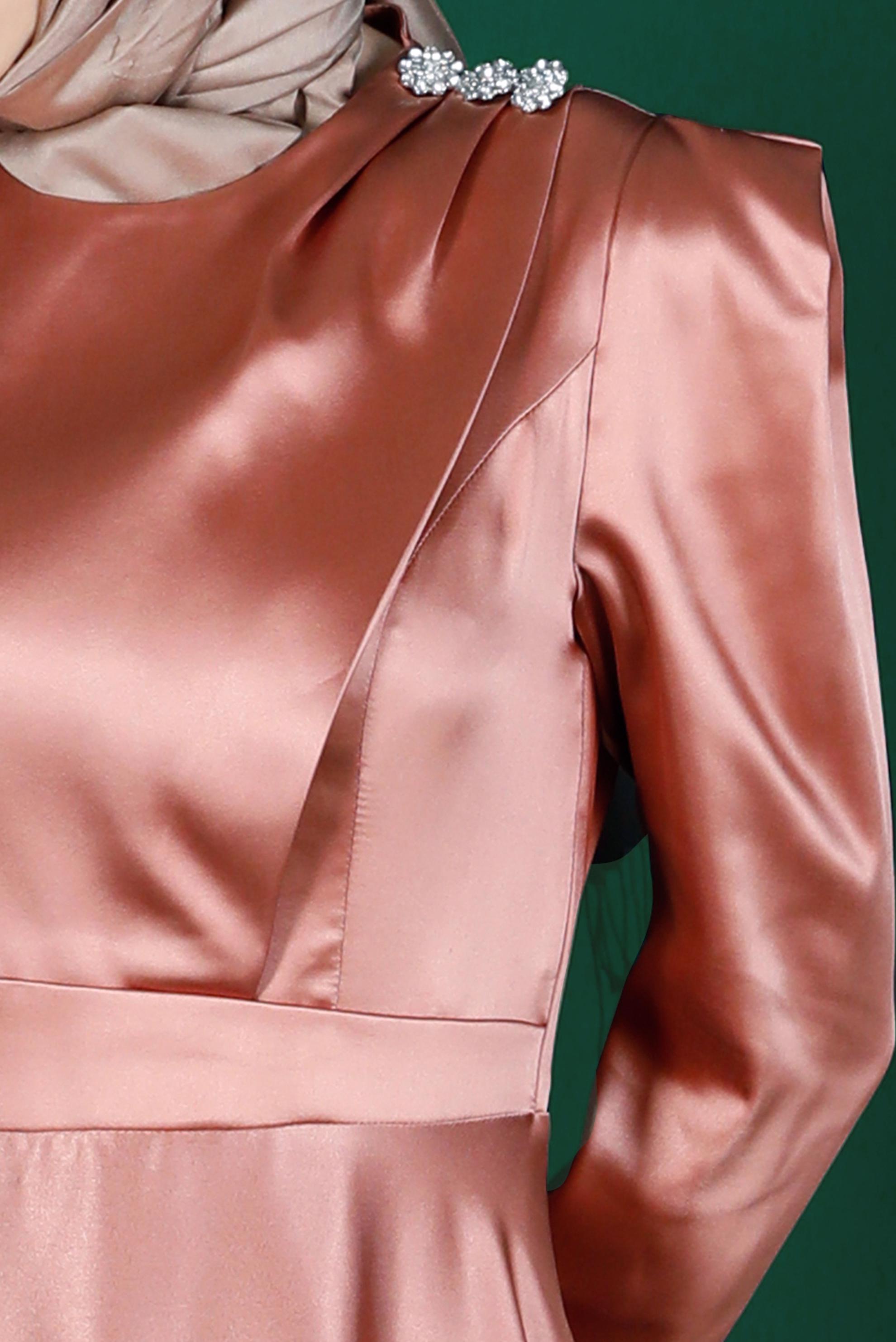 Hijab clothing POWDER GEM DETAIL SATIN DRESS 42872 