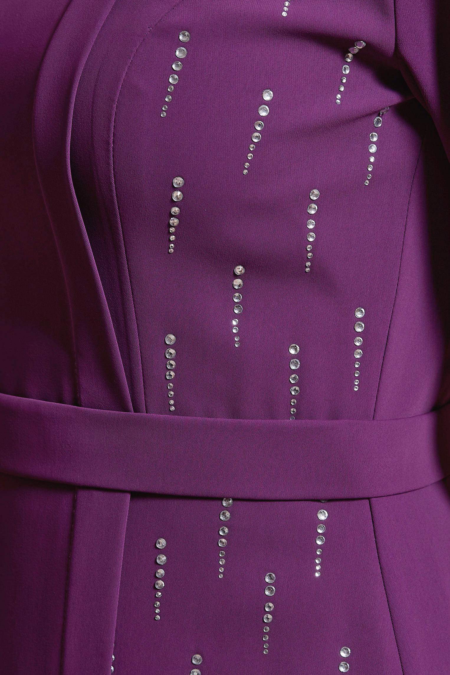 Tesettür giyim MOR TAŞ BASKILI ELBİSE 42886