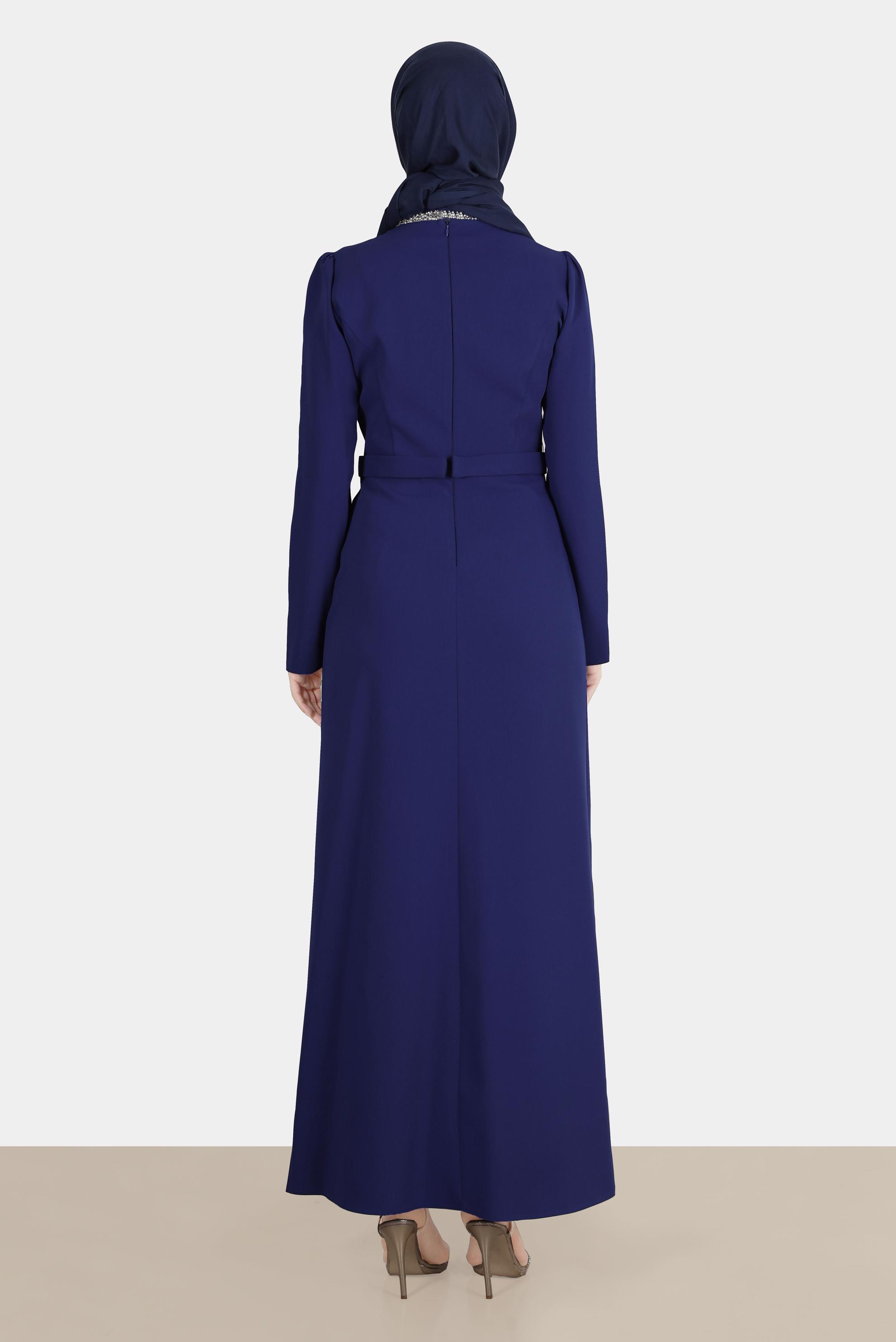 Tesettür giyim LACİVERT TAŞLI ELBİSE 42887