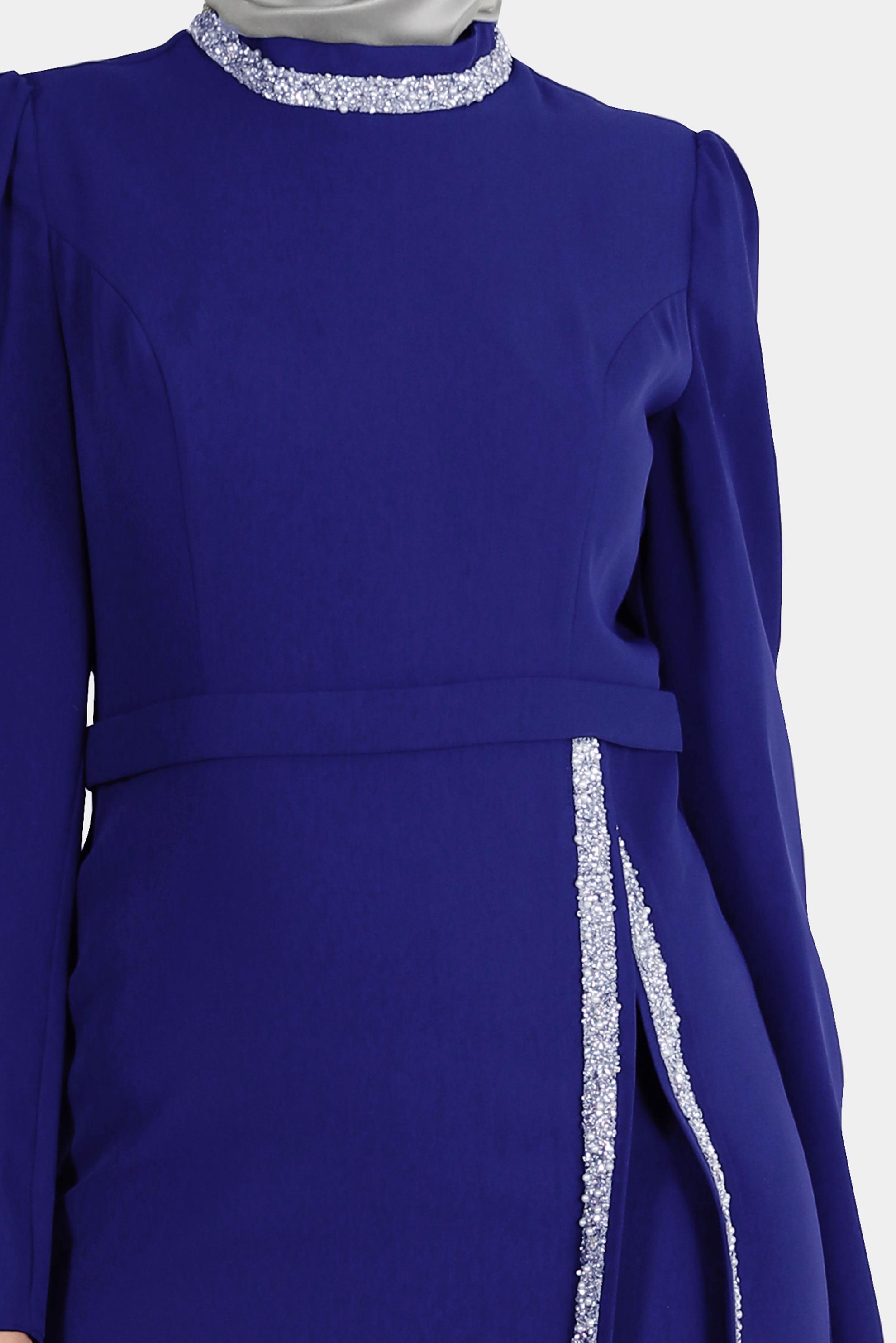 Tesettür giyim MAVİ TAŞLI ELBİSE 42887