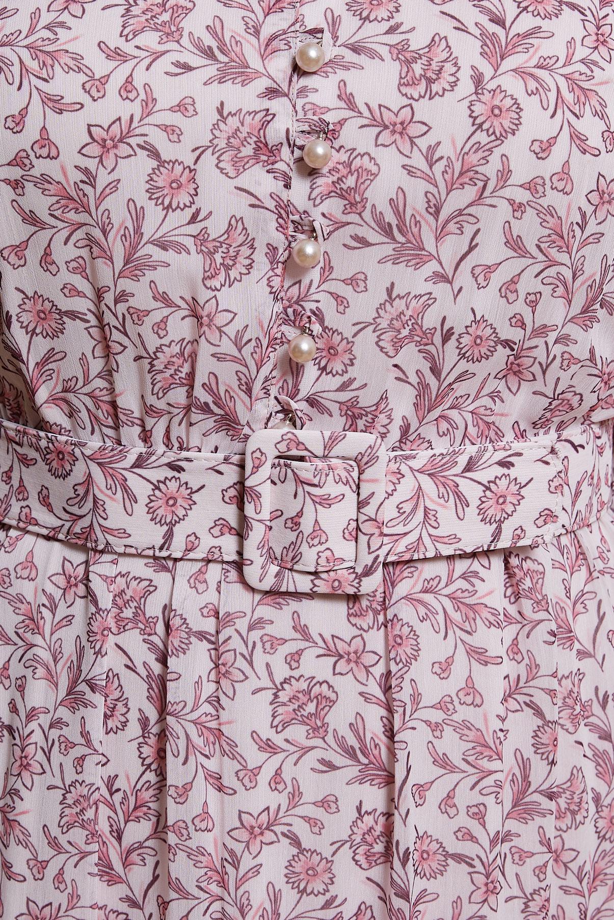 Tesettür giyim PEMBE KEMERLİ ÇİÇEK DESENLİ ELBİSE 42891