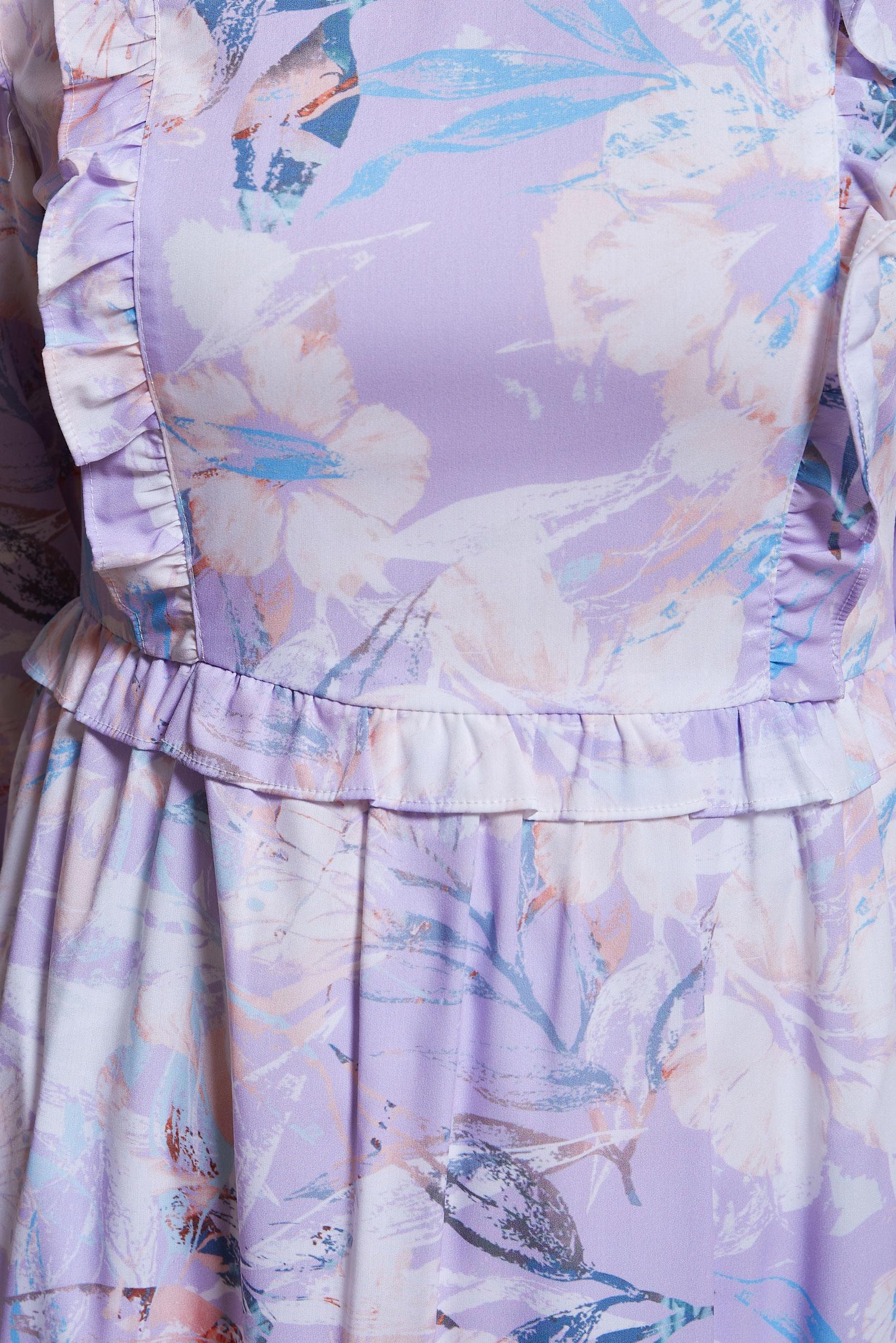 Hijab clothing PURPLE RUFFLED PATTERNED DRESS 42905 