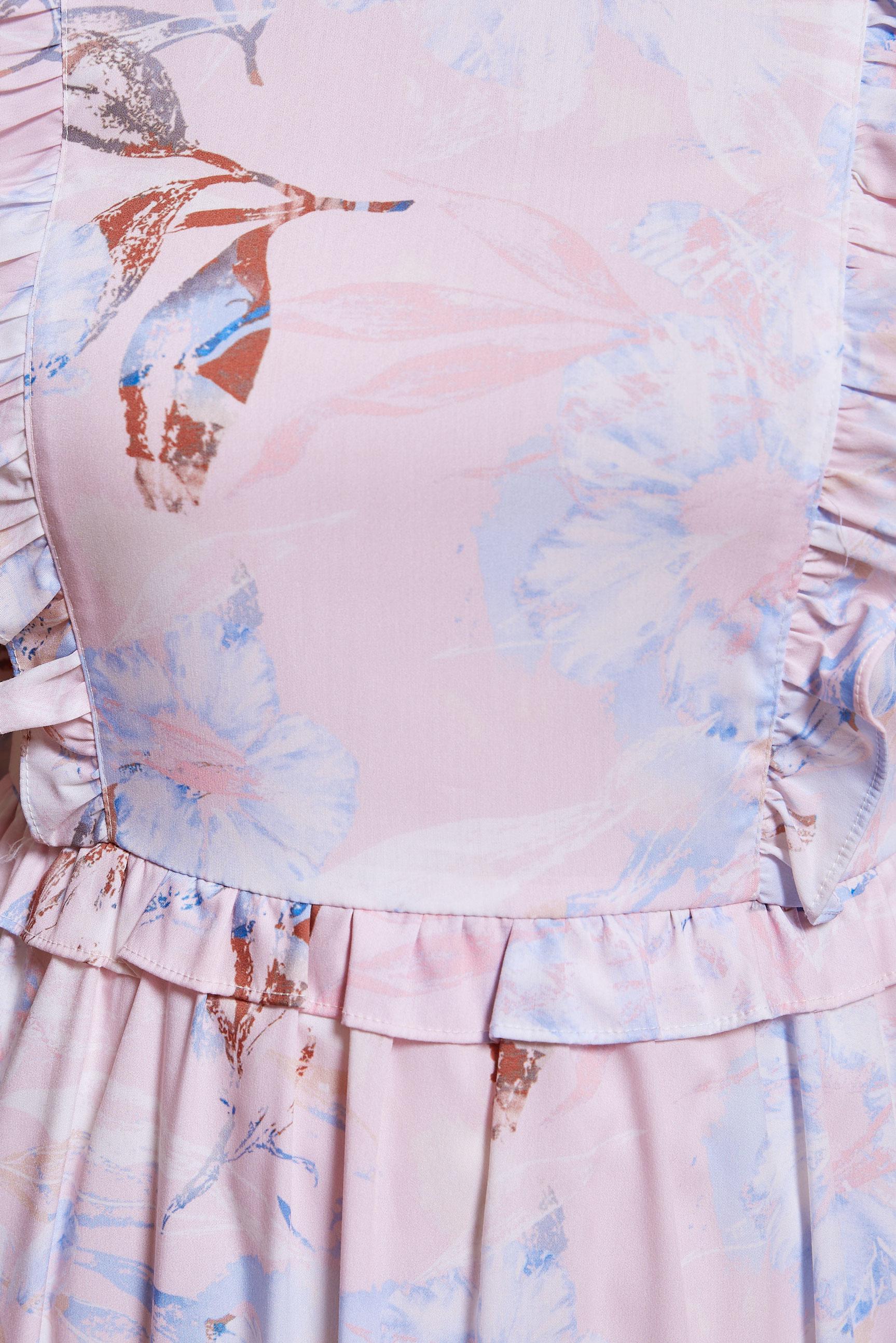 Tesettür giyim PEMBE FIRFIRLI DESENLİ ELBİSE 42905 