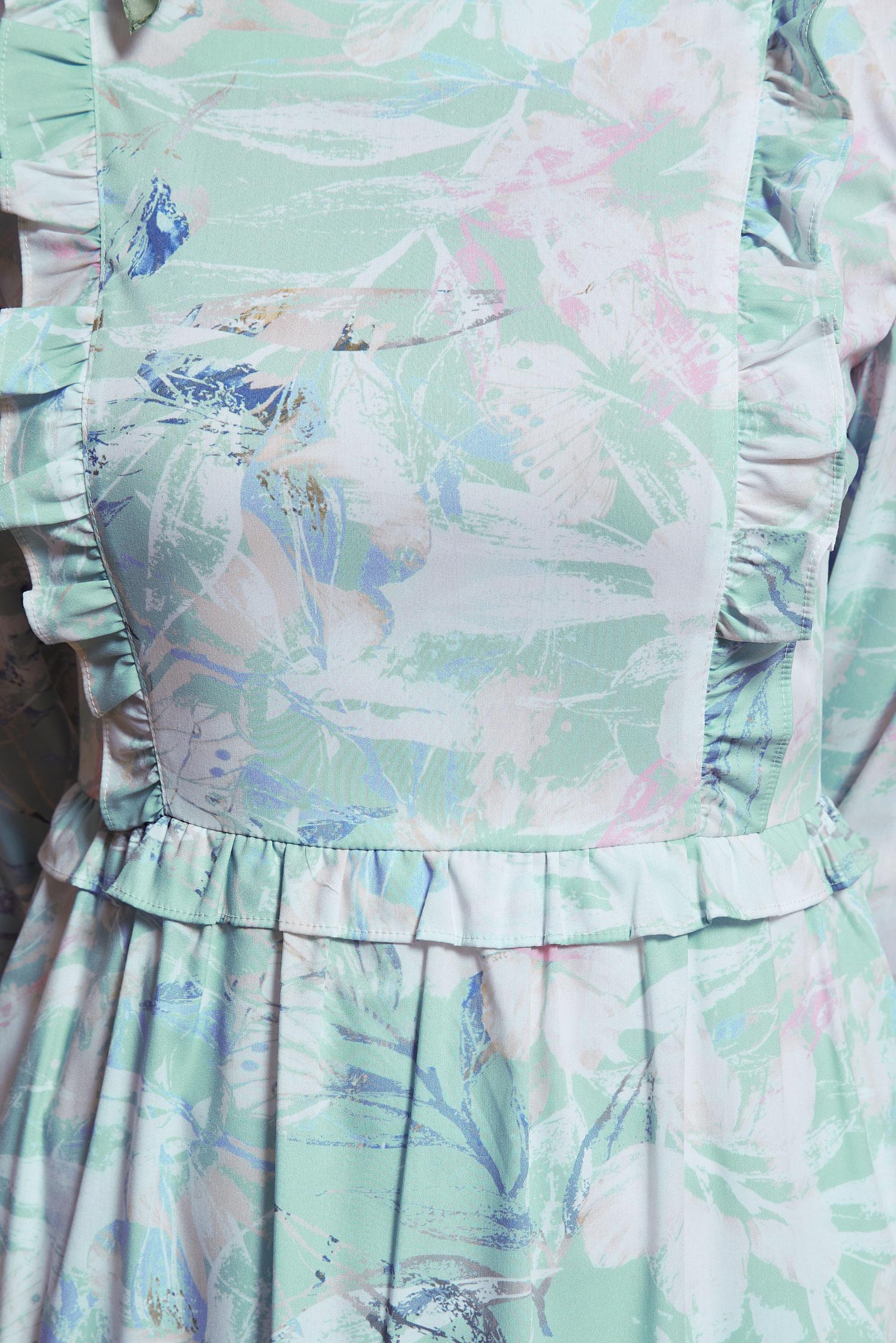 Tesettür giyim YEŞİL FIRFIRLI DESENLİ ELBİSE 42905 