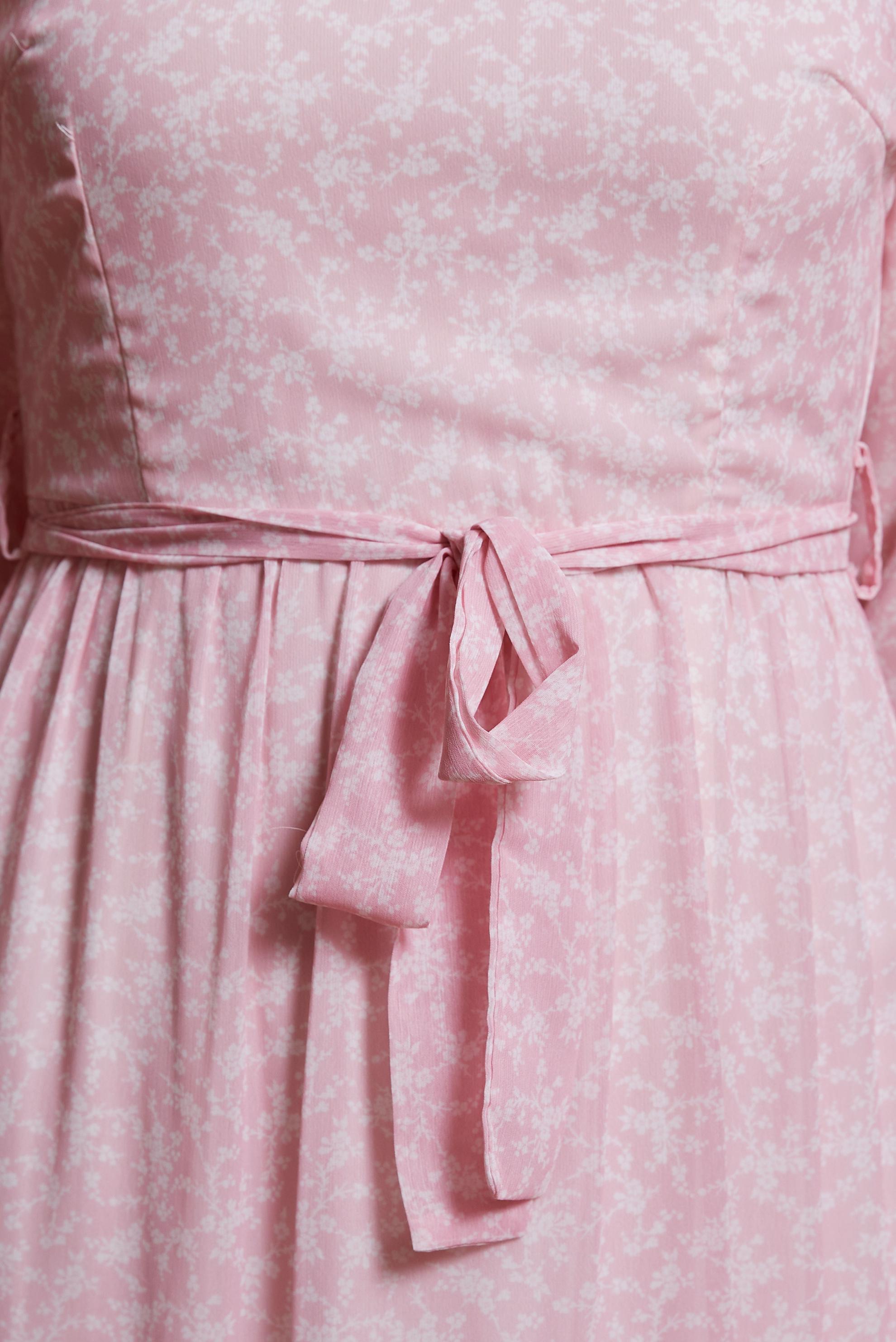 Tesettür giyim PUDRA KUŞAKLI DESENLİ ELBİSE 42910