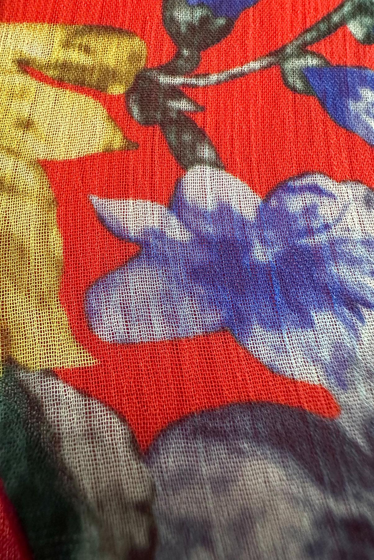 Tesettür giyim KIRMIZI ÇİÇEK DESENLİ FIRFIRLI ELBİSE 42913