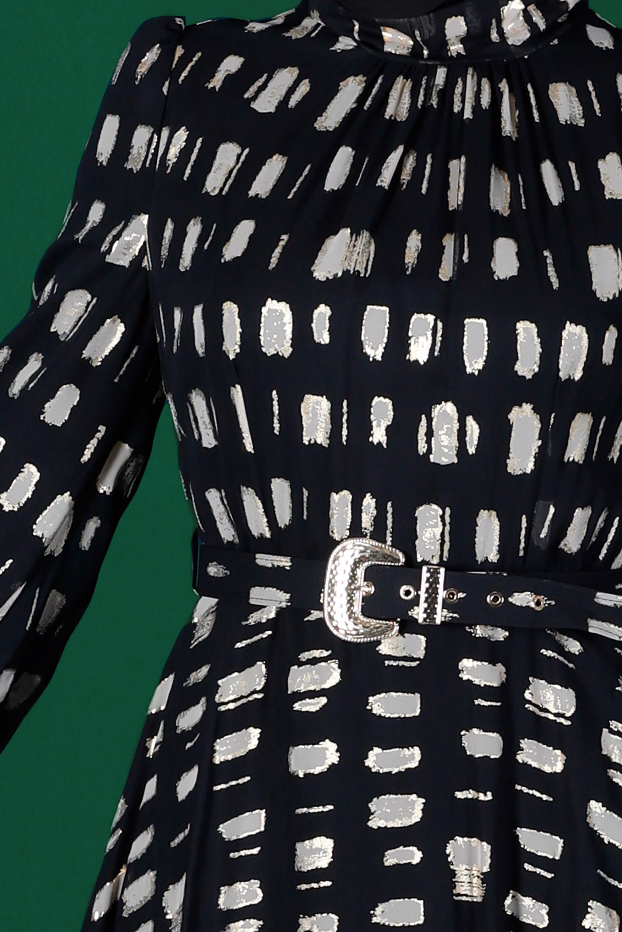 Tesettür giyim SİYAH DESENLİ ELBİSE 42920 