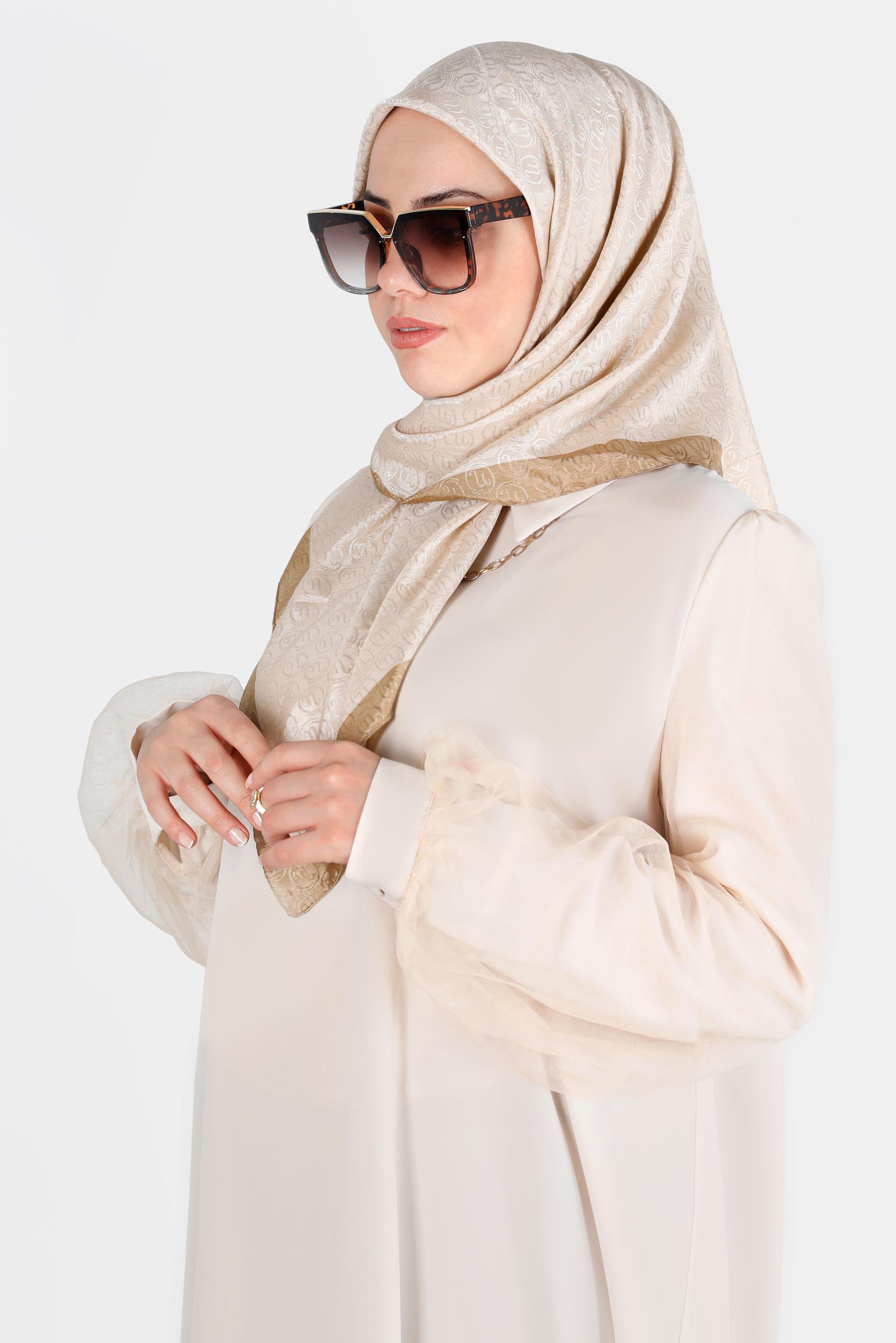Tesettür giyim ALTIN  ALVİNA MONOGRAM EŞARP 8142