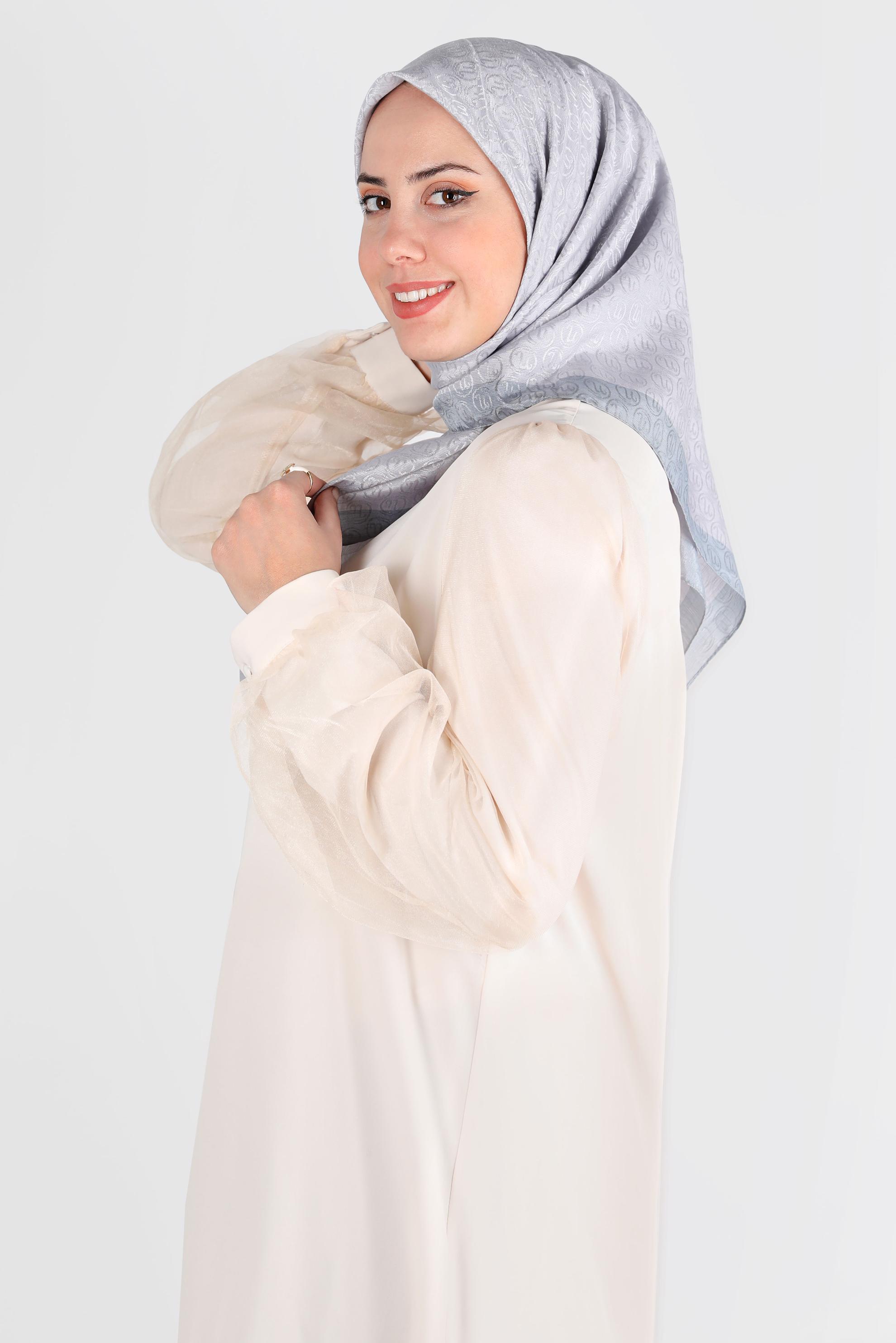 Tesettür giyim BEJ  ALVİNA MONOGRAM EŞARP 8142
