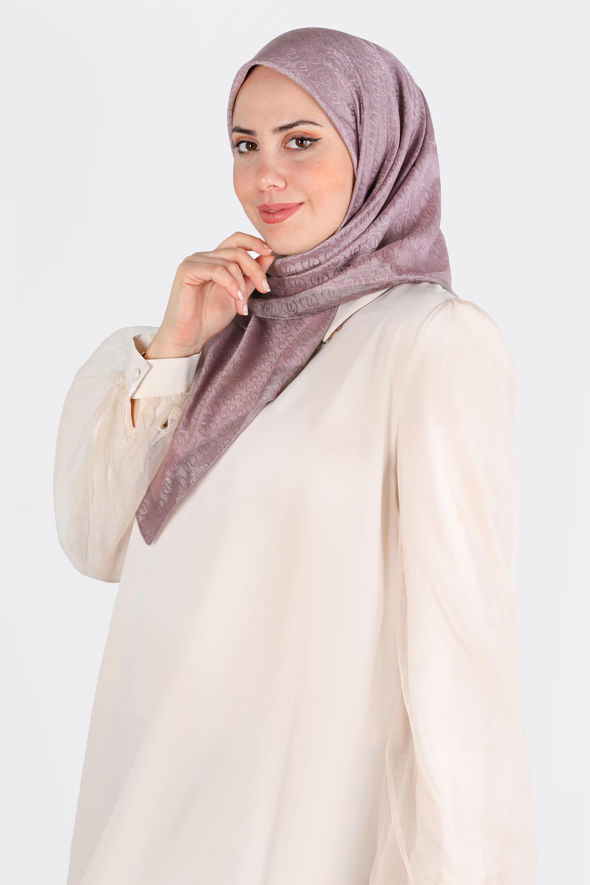 Tesettür giyim PUDRA  ALVİNA MONOGRAM EŞARP 8142