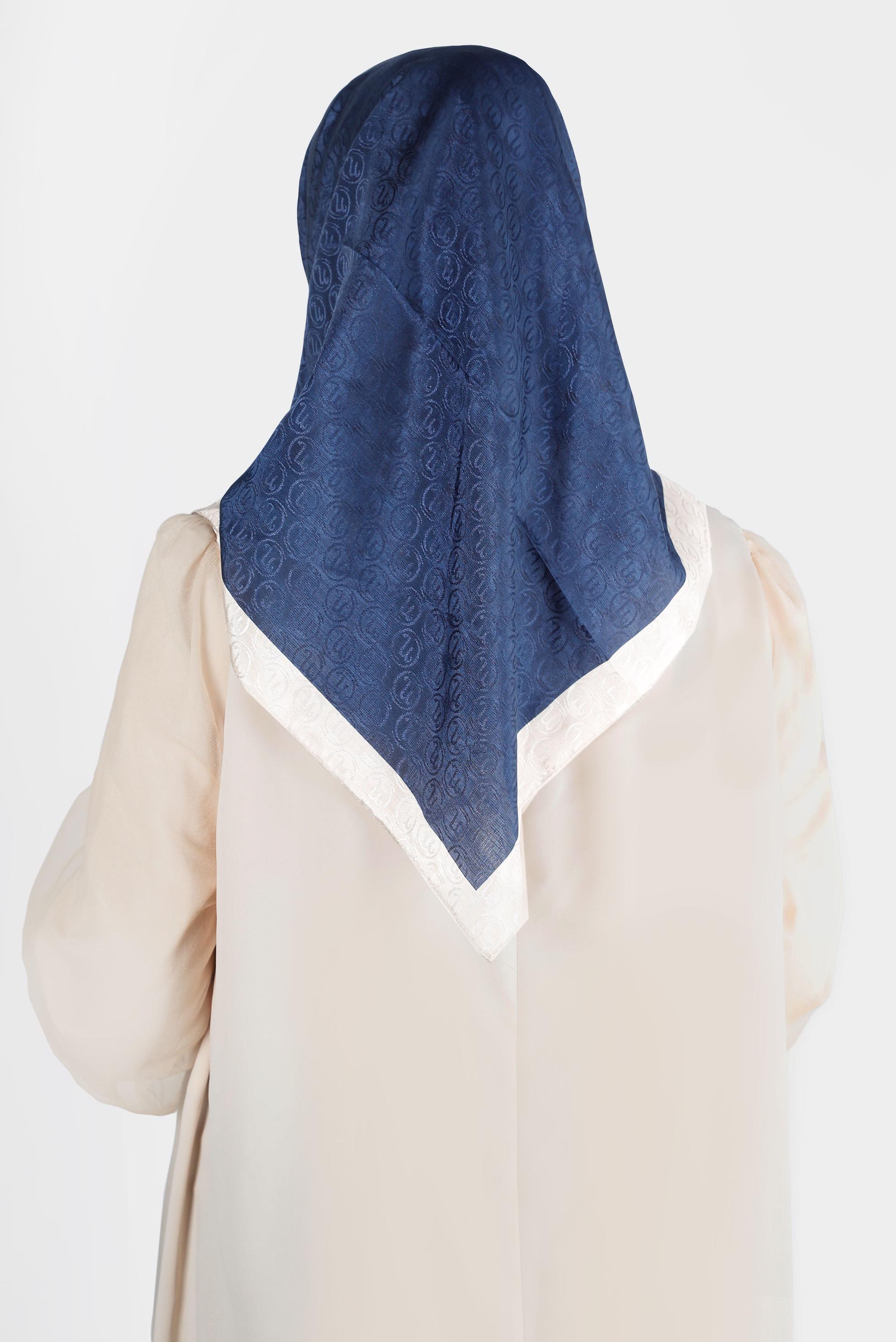 Tesettür giyim LACİVERT  ALVİNA MONOGRAM EŞARP 8142